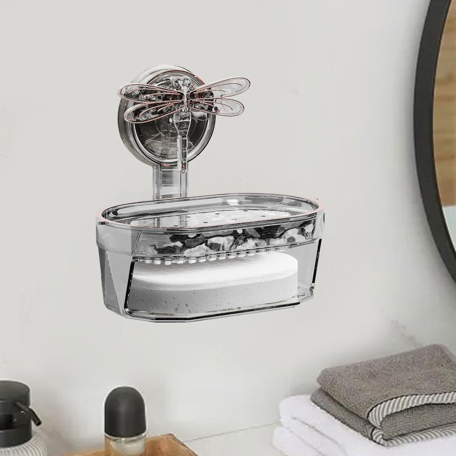 Suction Cup Soap Holder with Drainage Gray 1