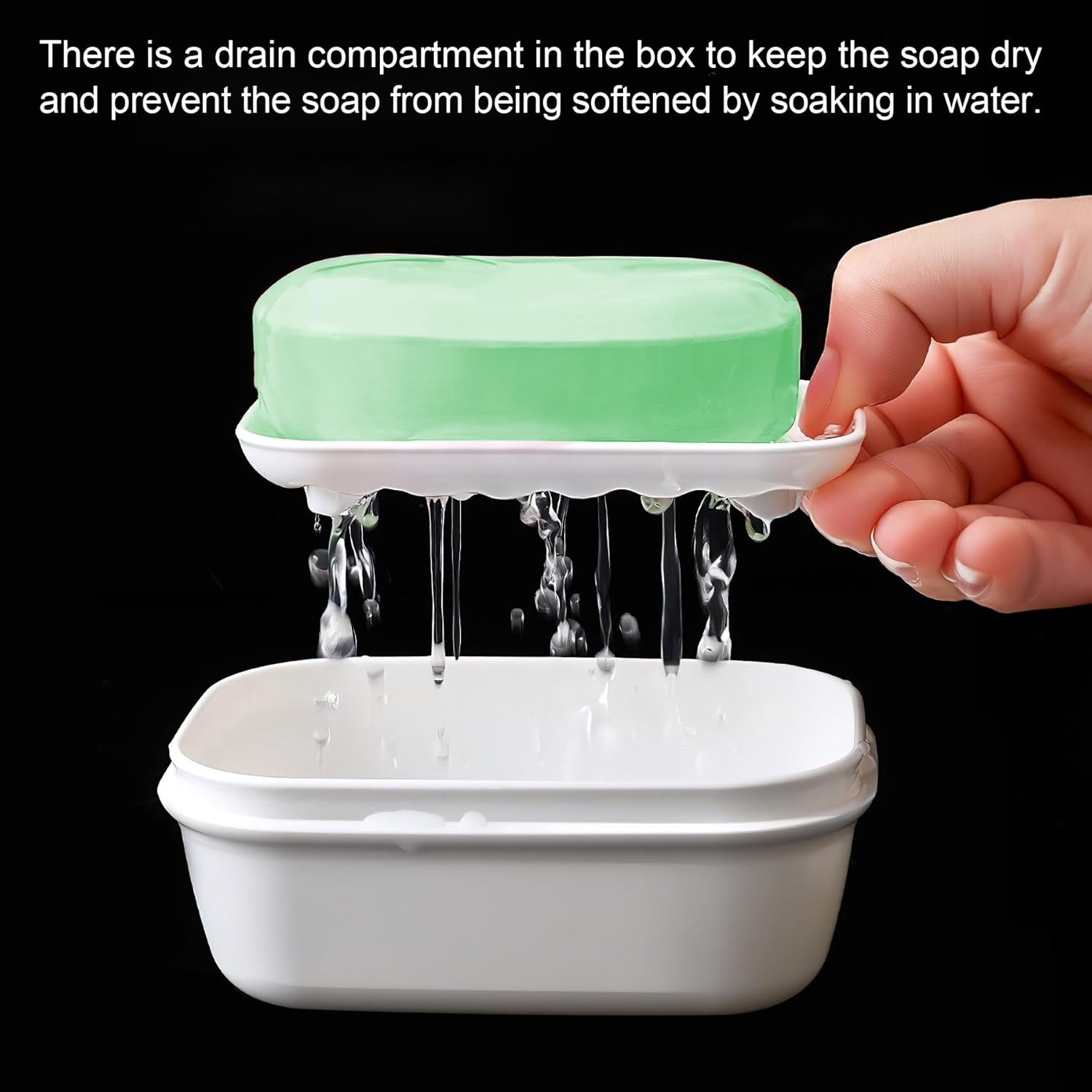 2 Pack Portable Soap Dishes with Leak-Proof Lid and Drain