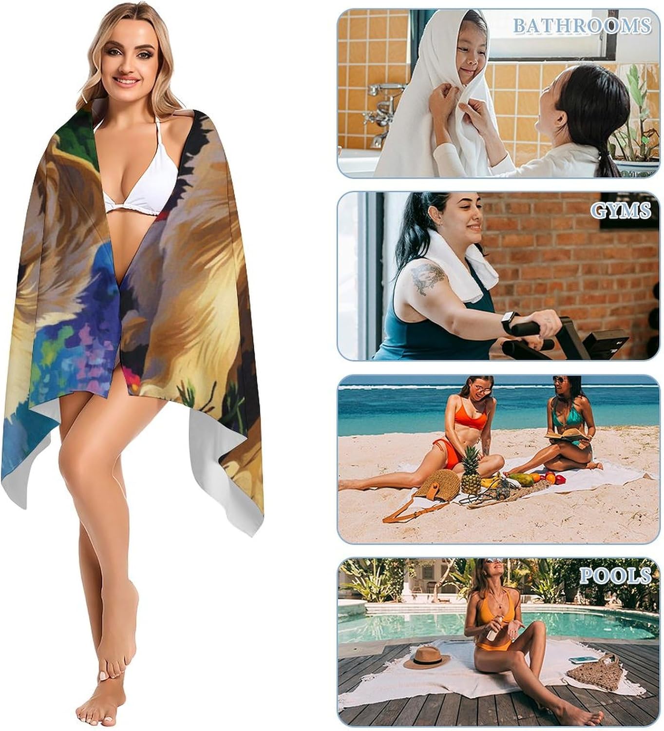 Cute Puppy Fluffy Oversized Beach Towel 32x64 Inches
