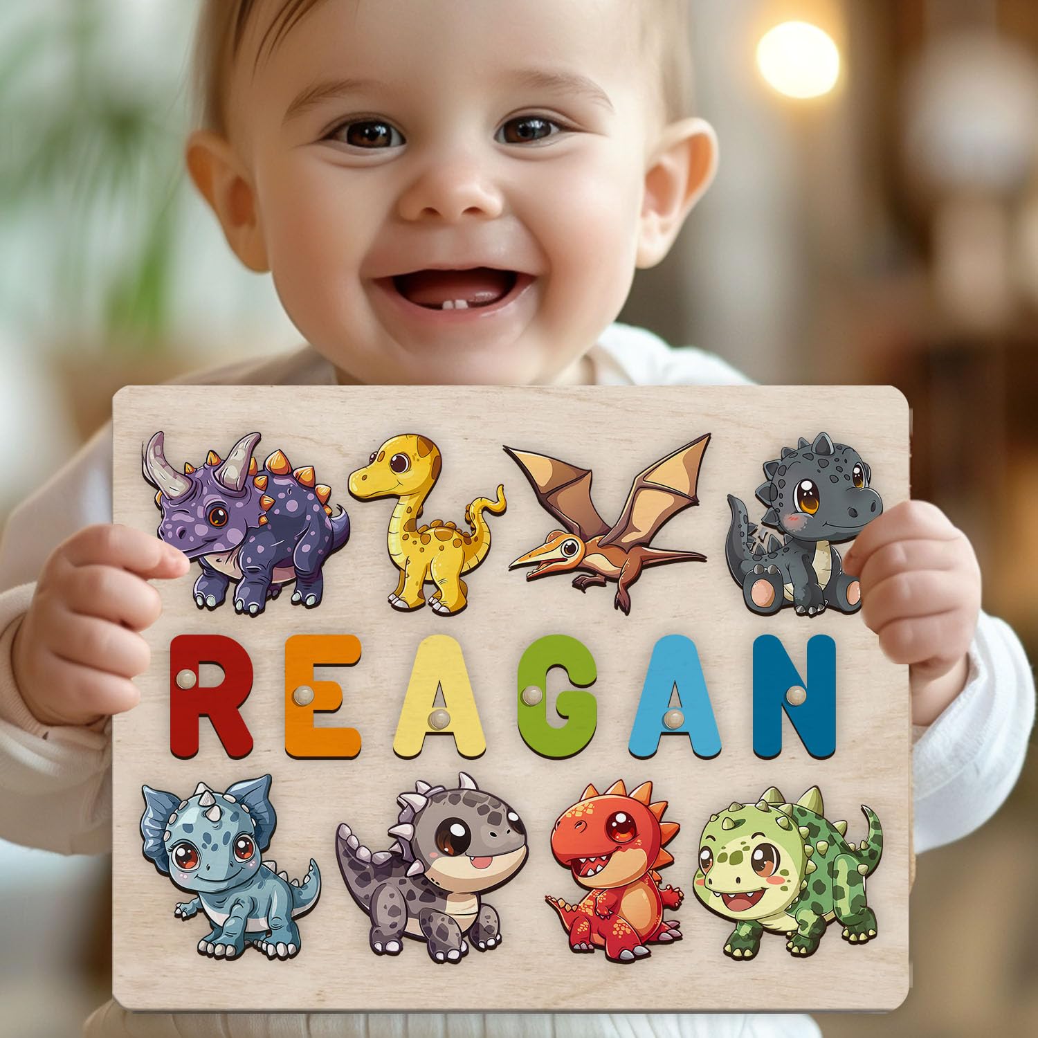 Personalized Name Dinosaur Puzzle Montessori Toy 1
