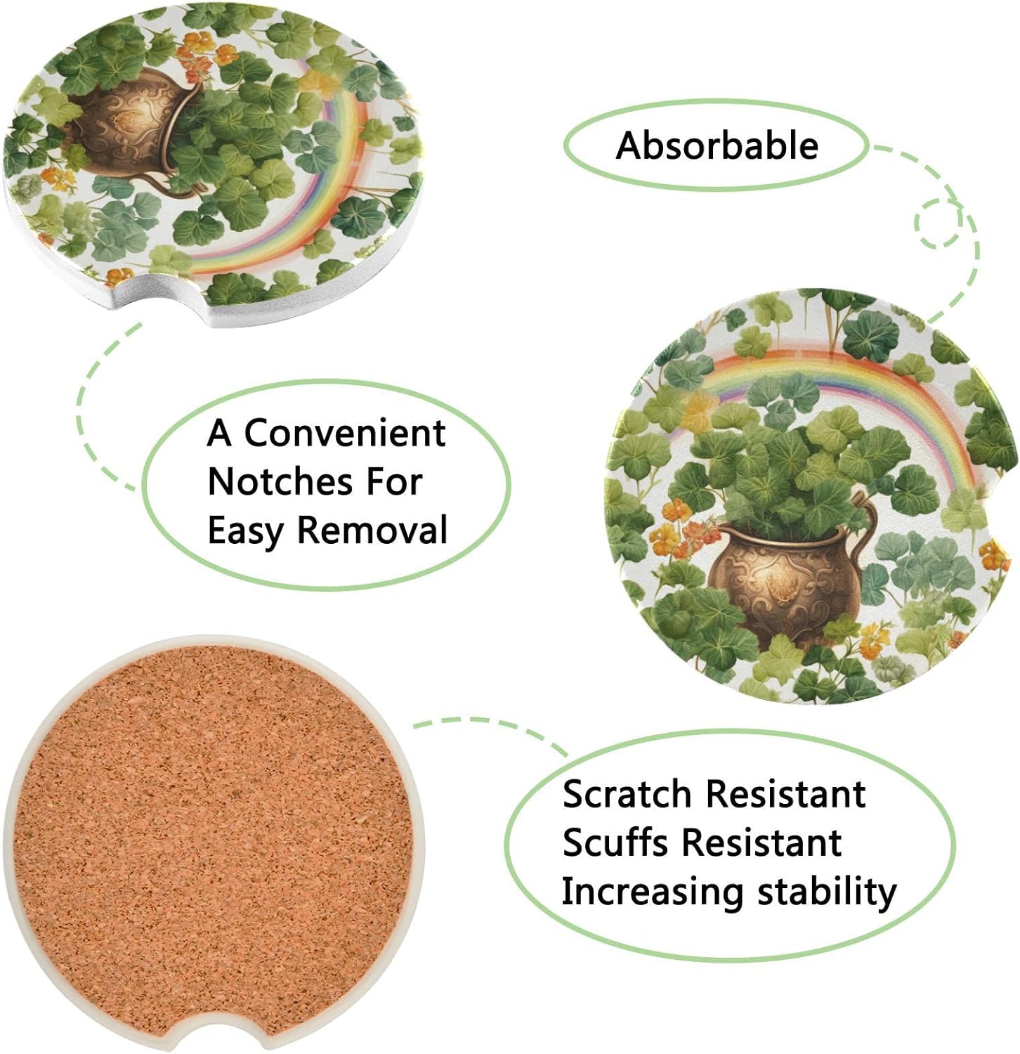 Takiito St Patrick Car Coasters 2 Pack