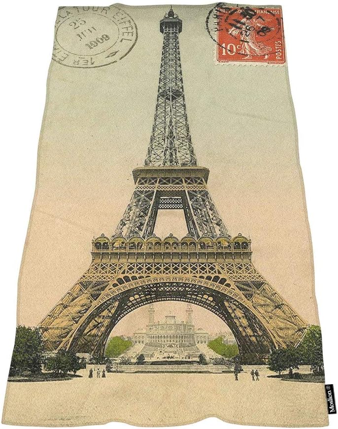 Moslion Retro Paris Eiffel Towel Set for Home Beach Camping