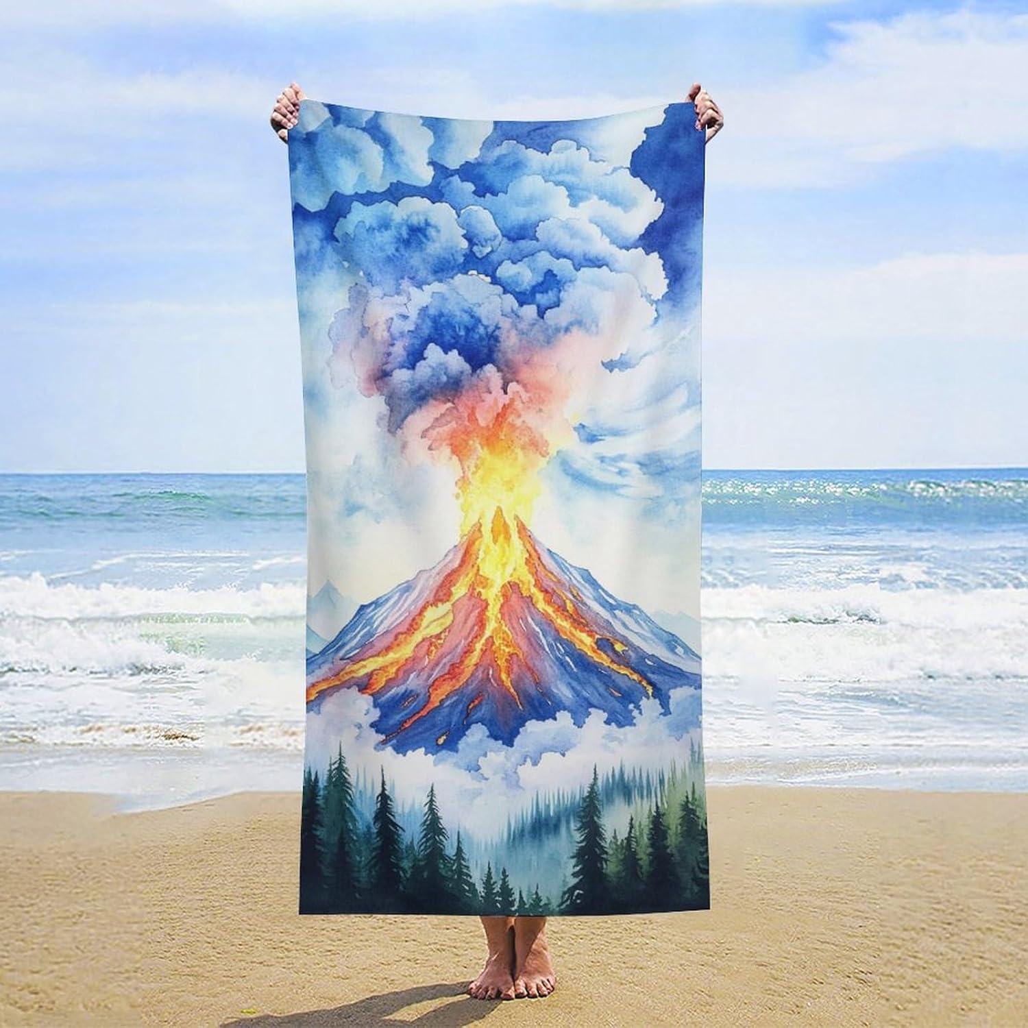 Nature Volcanoes Fluffy Oversized Beach Towel 32x64 Inch