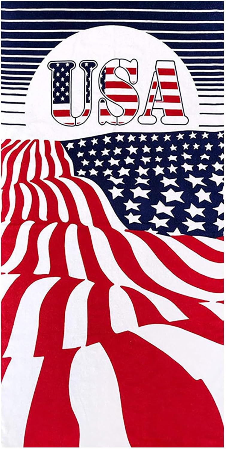 Lovskoo 4th of July Microfiber Beach Towel 27x55in