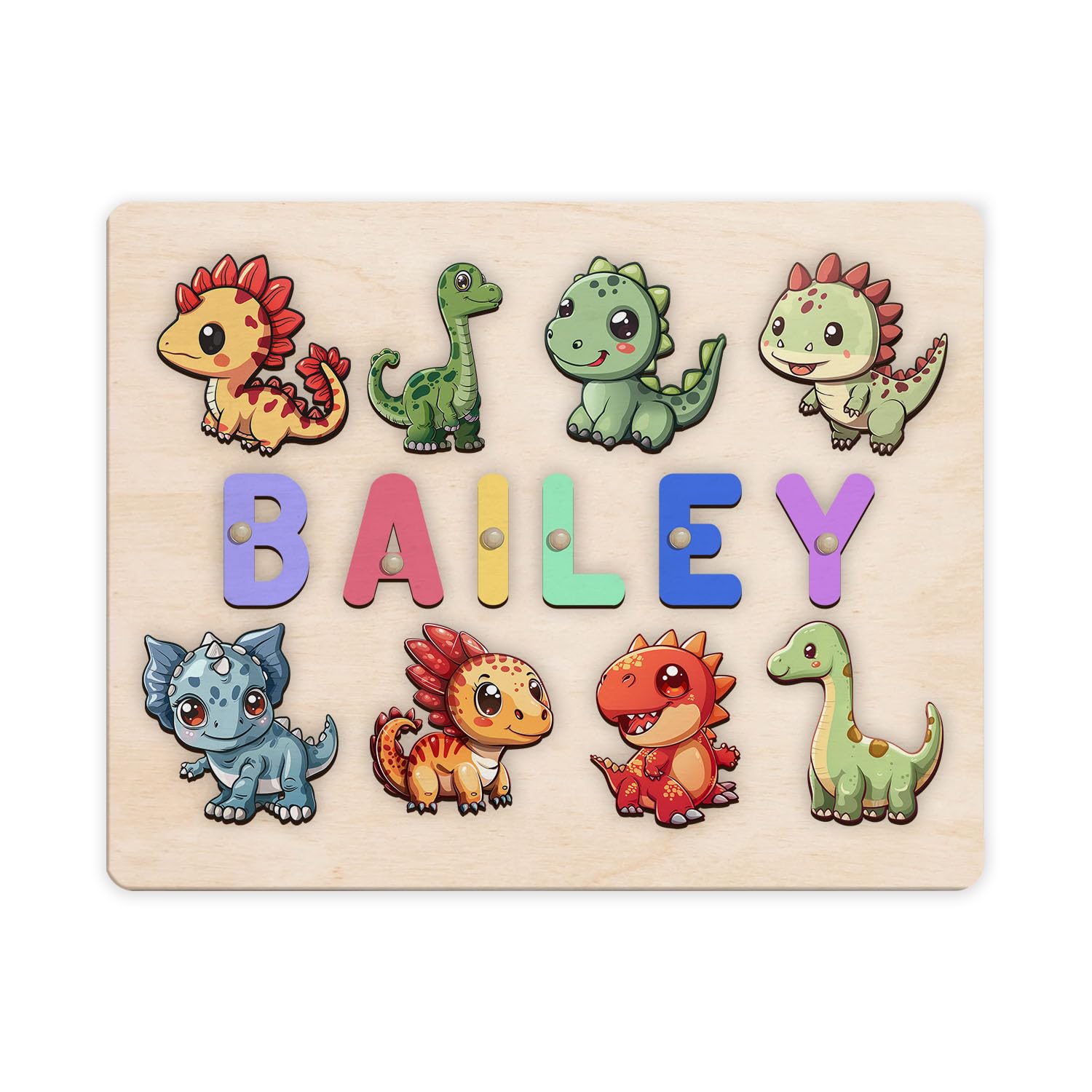Personalized Wooden Dinosaur Puzzle Montessori Toy 1