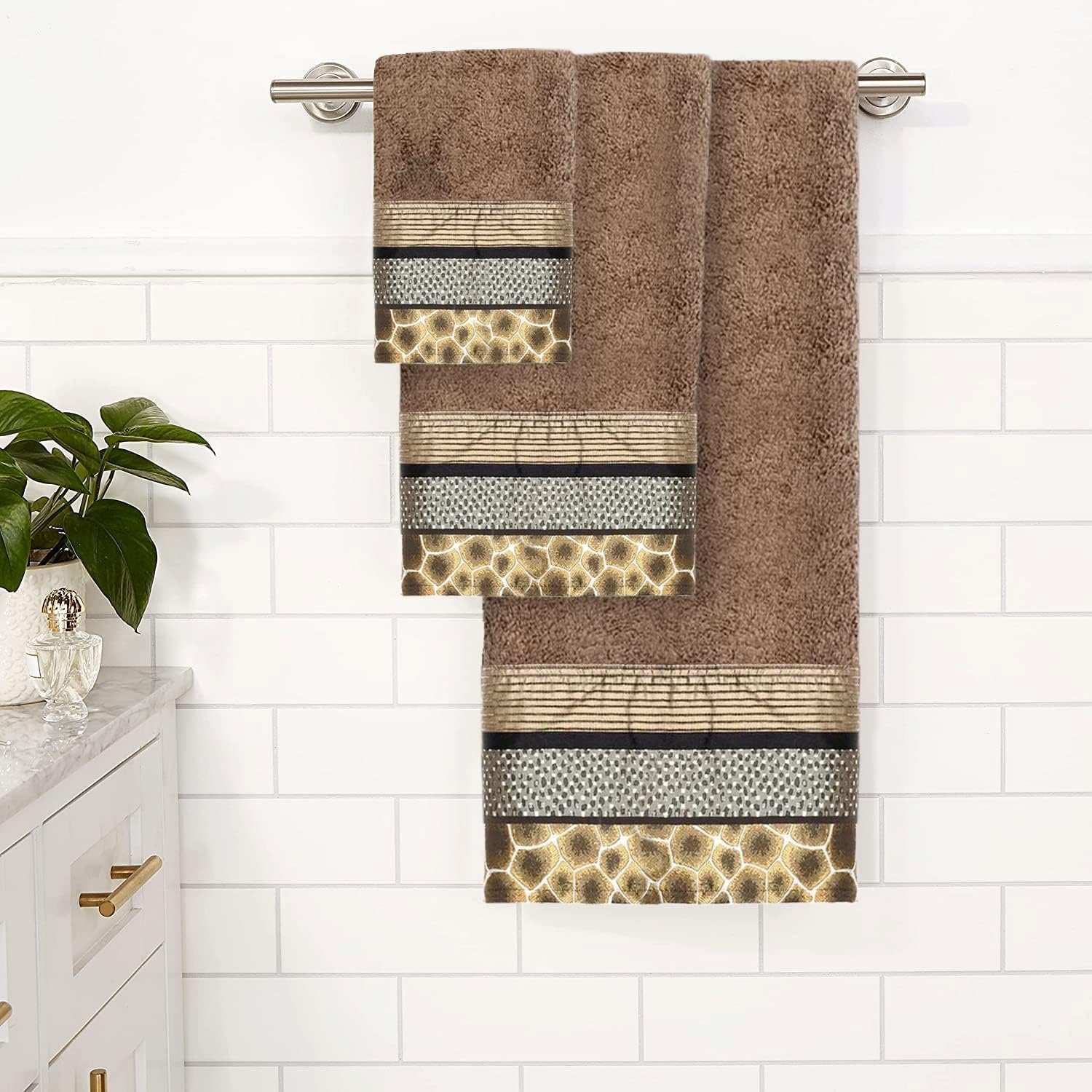 Popular Bath Safari Stripes Towel Set 3 Pieces