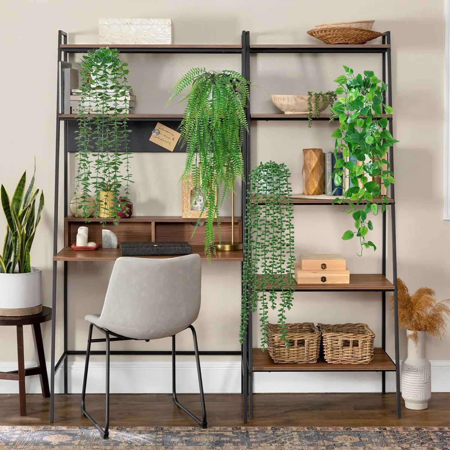 Dremisland 4 Pack Artificial Hanging Plants with Pots