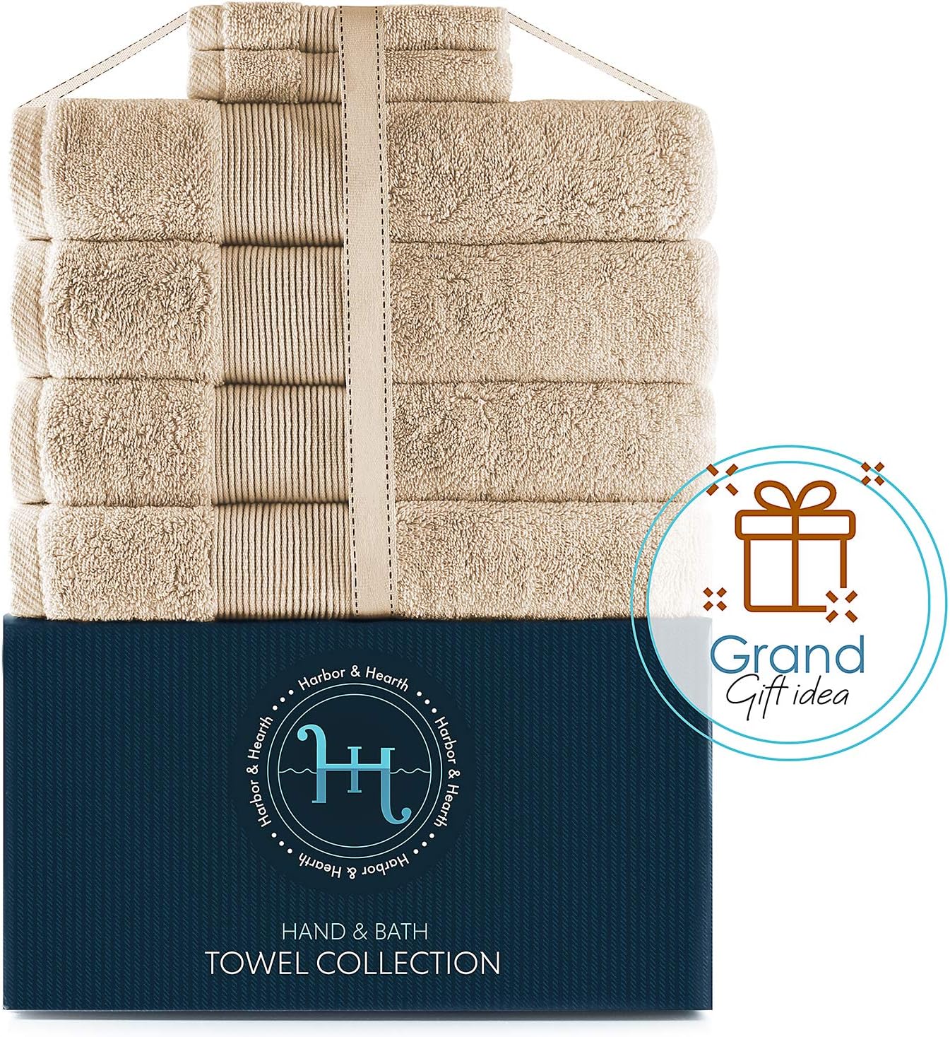 Hearth Harbor Beige Cream Bath Towel Set of 6