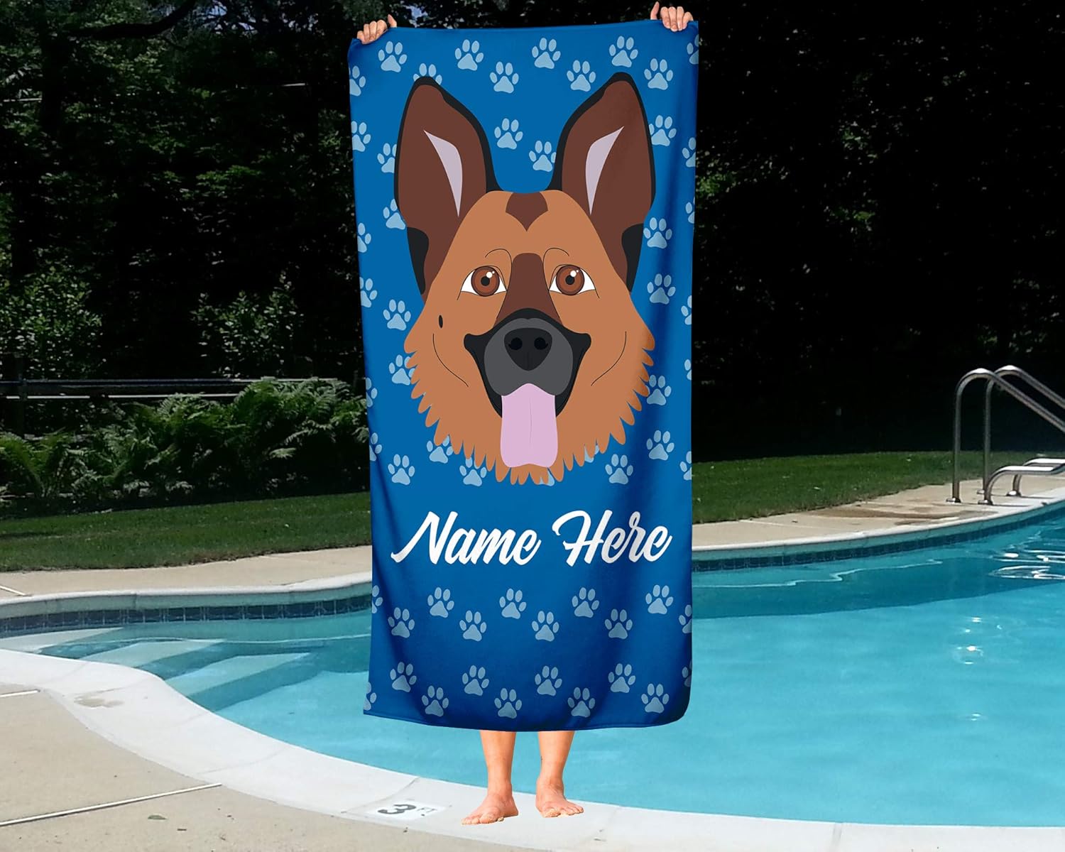 Personalized German Shepherd Beach and Bath Towels - Large Medium