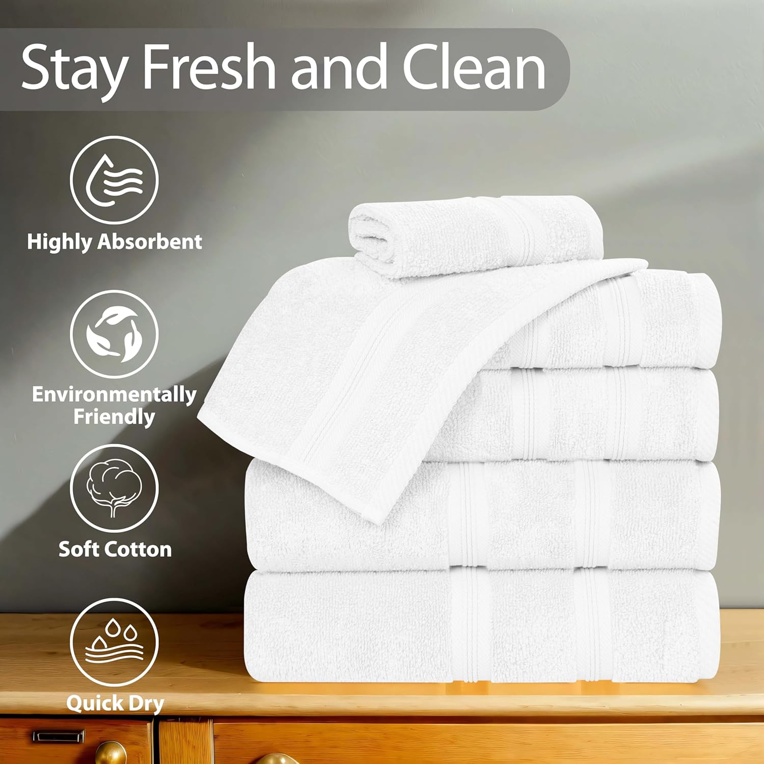 Superior 12-Piece Cotton Face Towel Set White