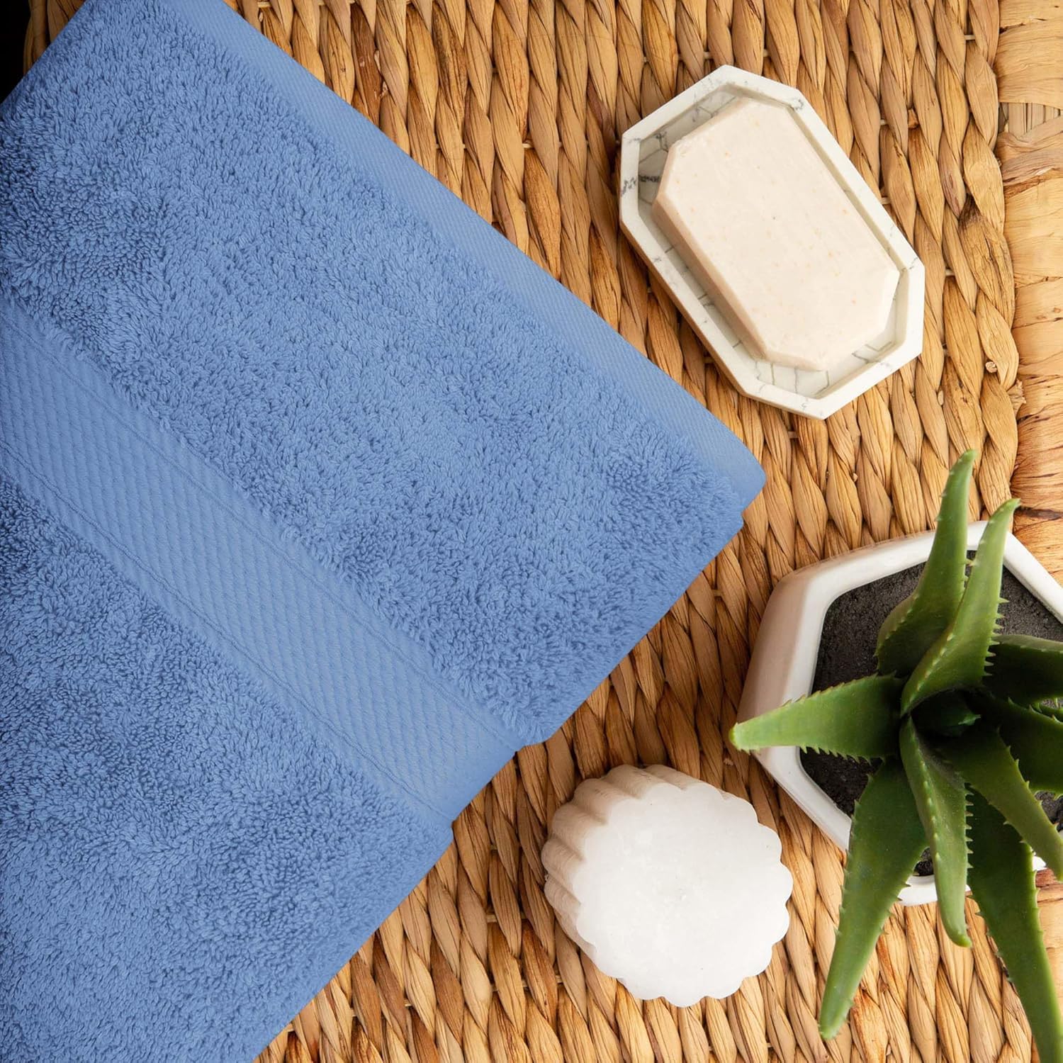 Superior Denim Blue Egyptian Cotton 6-Piece Towel Set