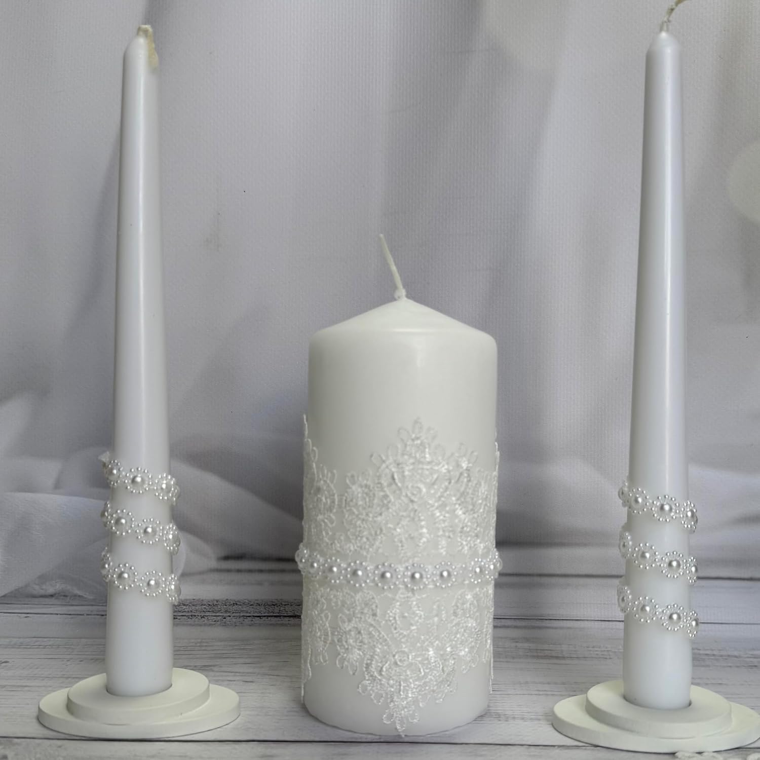 Magik Life Unity Candle Set - 6 Pillar 2 Taper Candles - White
