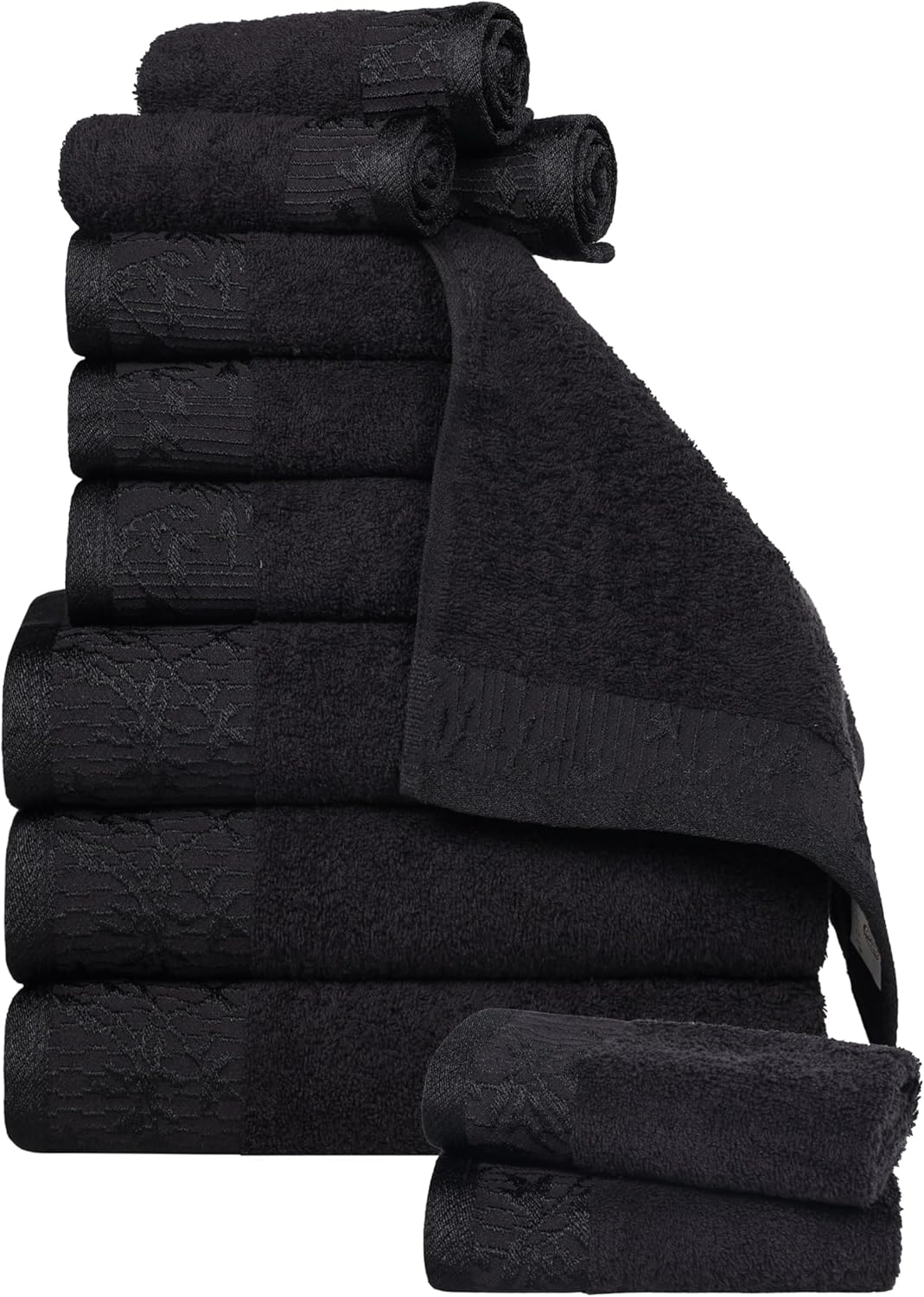 Superior 12-Piece Cotton Towel Set with Floral Border