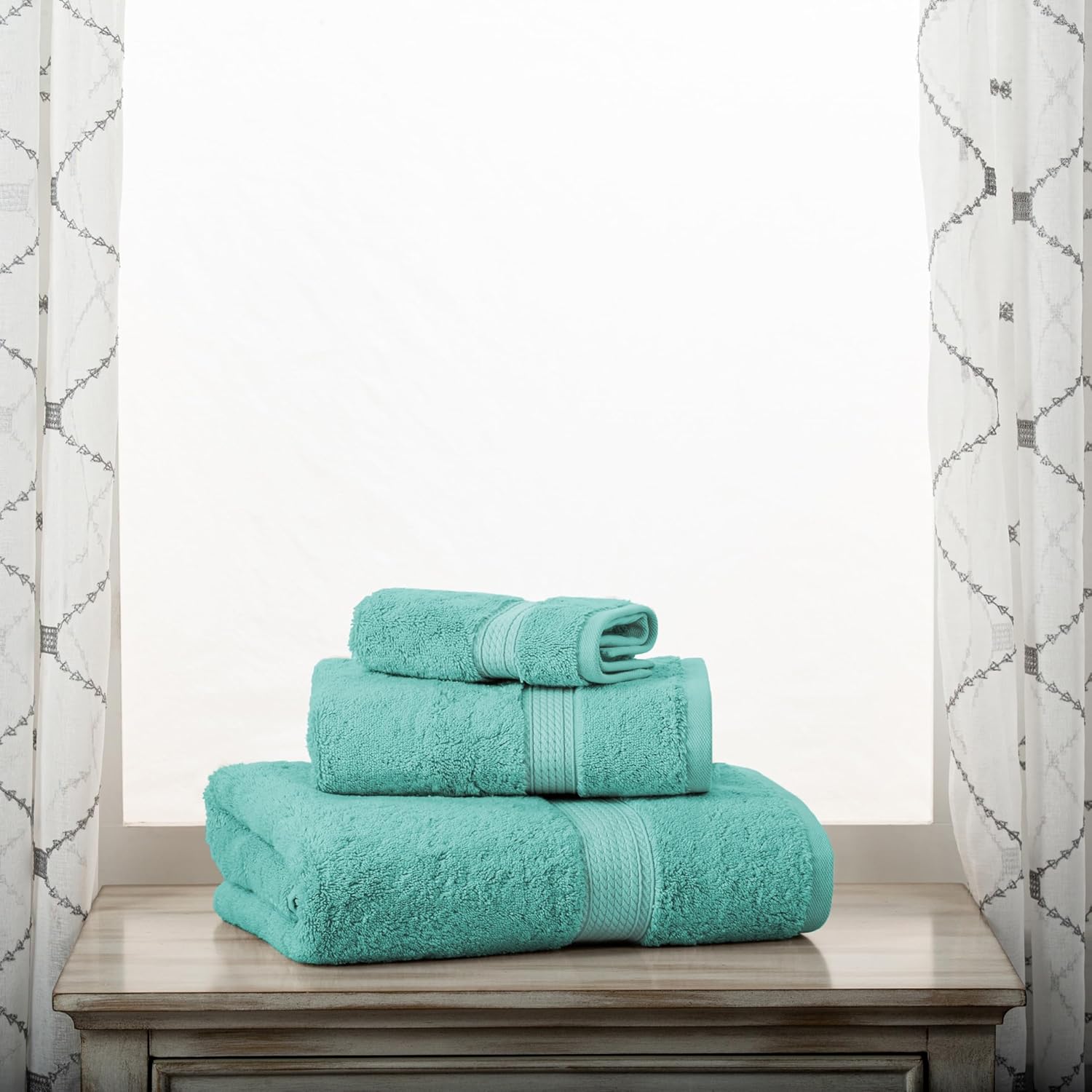 Superior Madison Turquoise Egyptian Cotton 3-Piece Towel Set