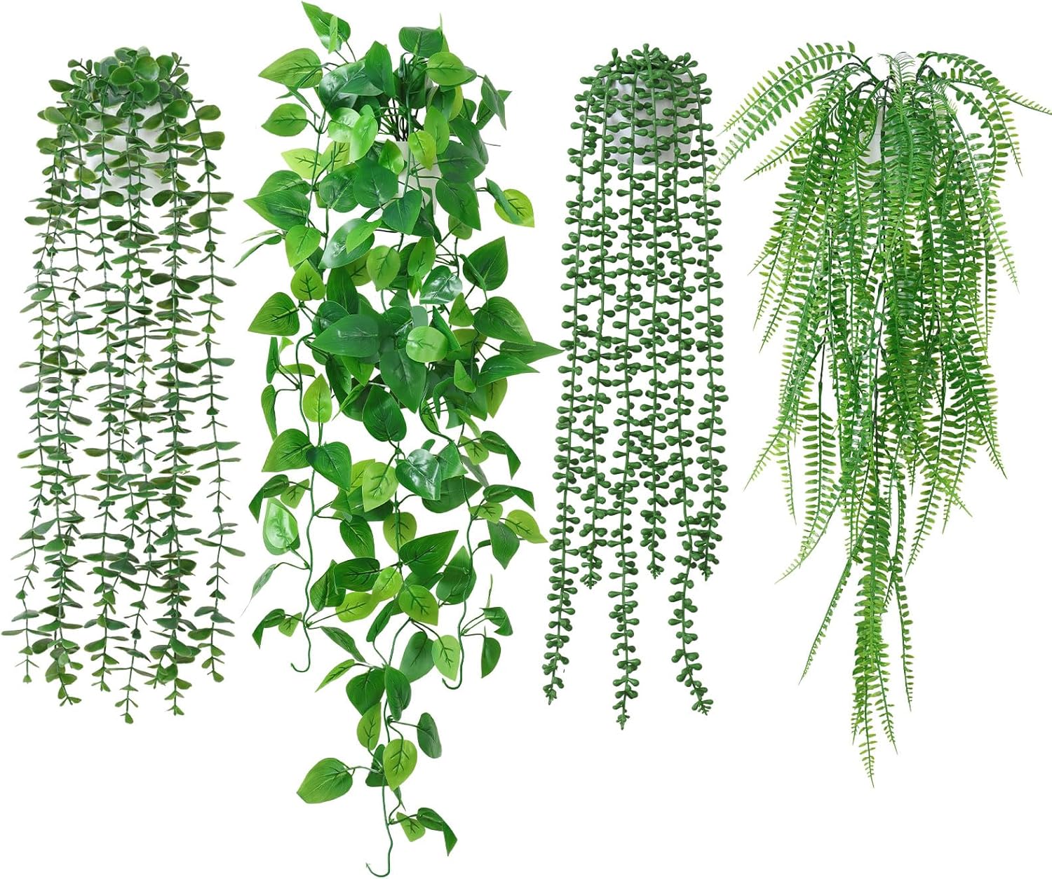 Dremisland 4 Pack Artificial Hanging Plants with Pots