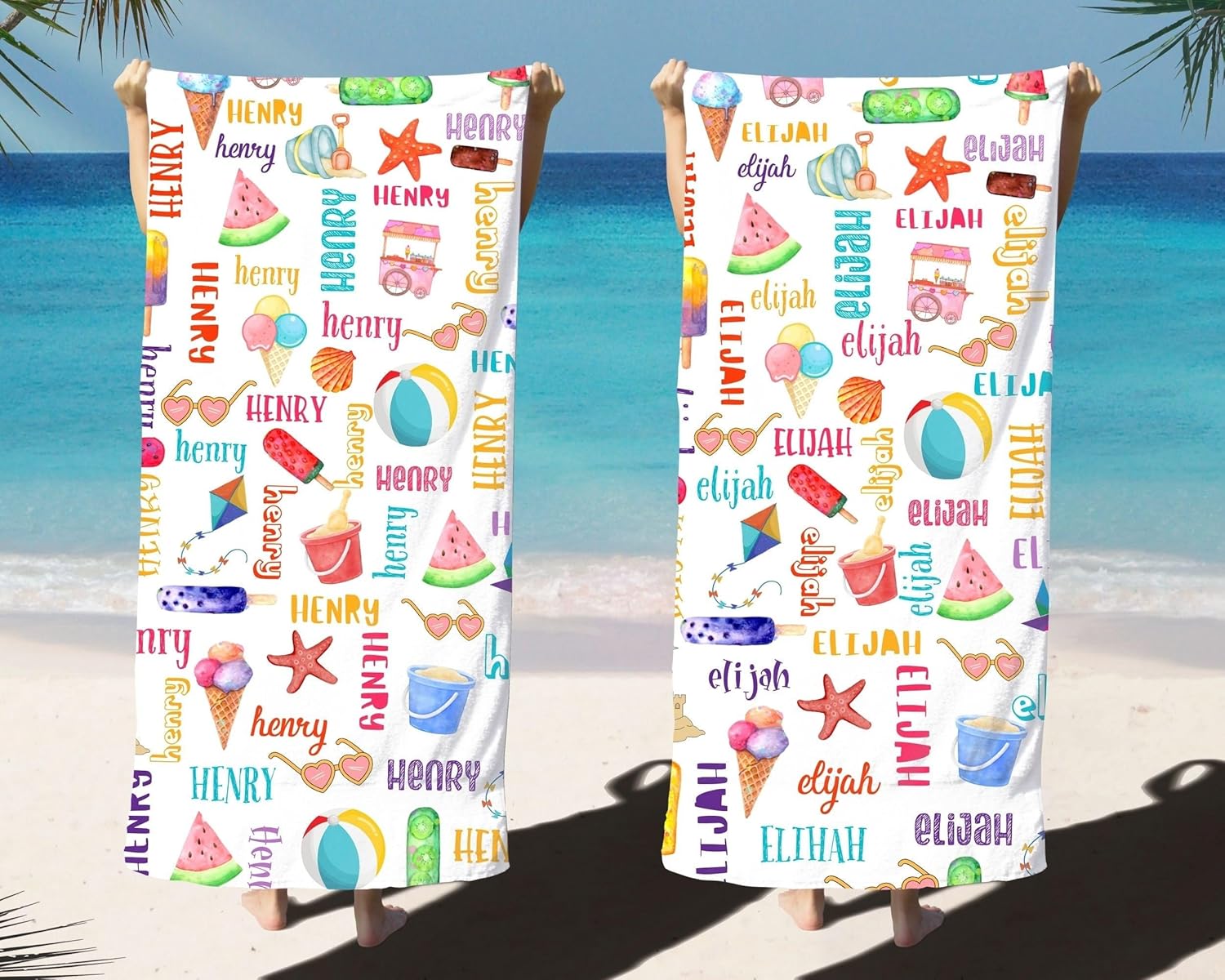 Personalized Ice Cream Beach Towel for Kids