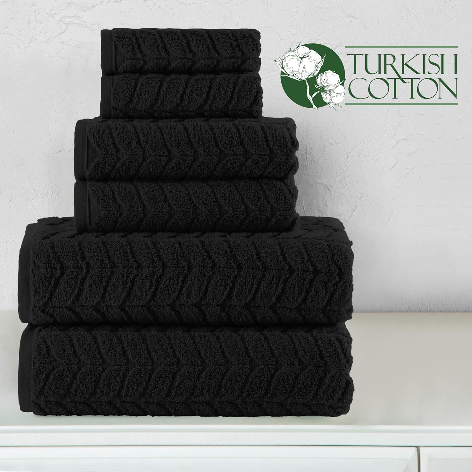 Elegant Comfort 6-Piece Turkish Cotton Towel Set - Black