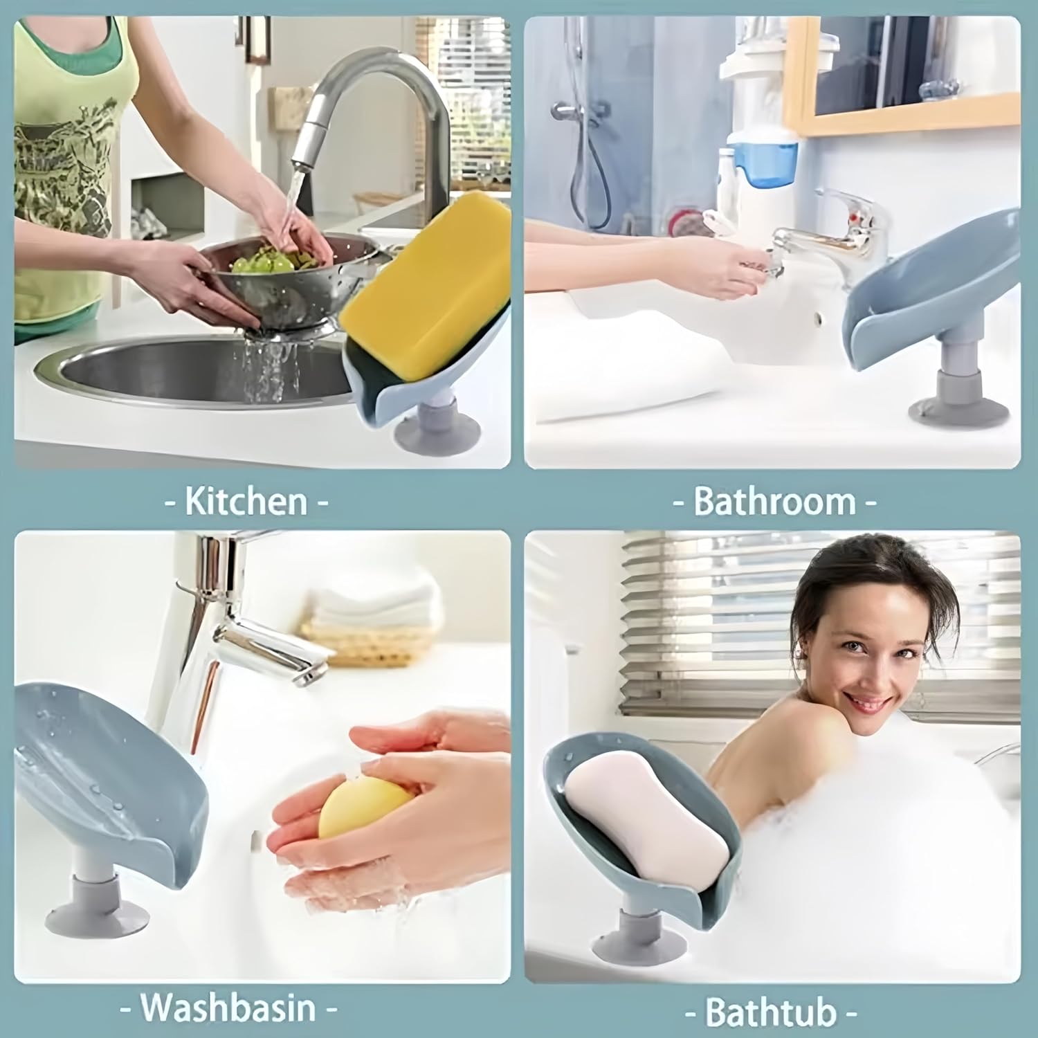 Shunkyang Leaf-Shaped Self Draining Soap Dish Holder Grey 1 Pcs