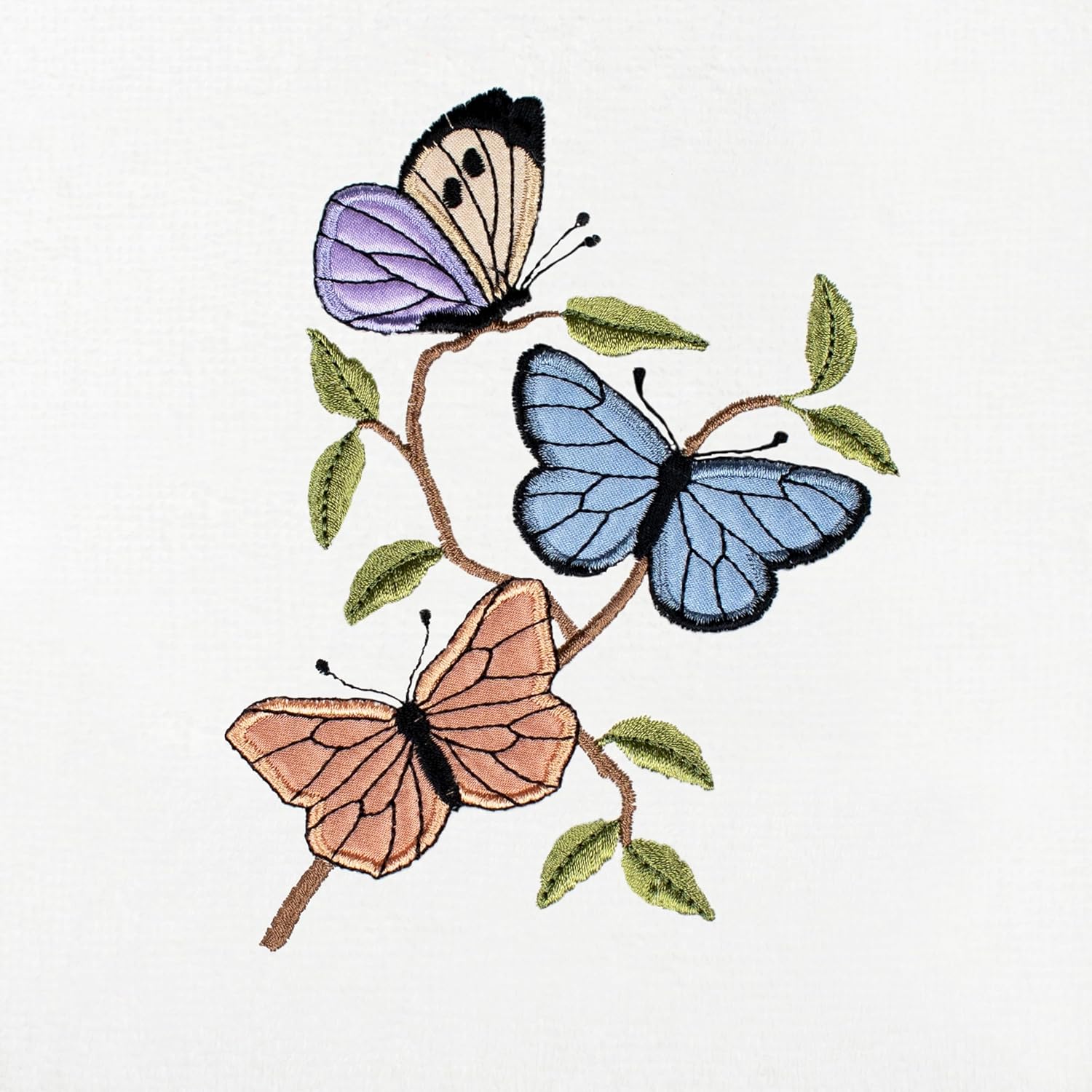 Spring Flurry 2-Piece Hand Towel Set White with Butterfly Applique