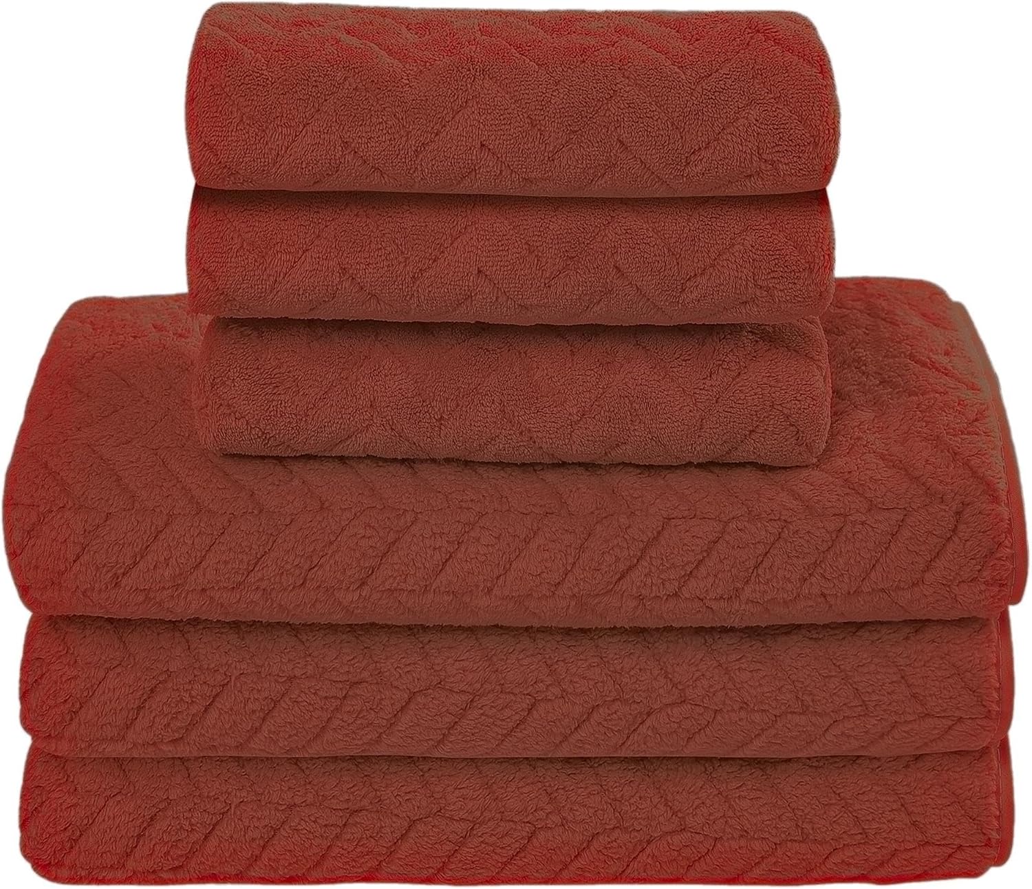 ANNEXLAB Luxury Microfiber Towel Set 6 Piece Rose Red