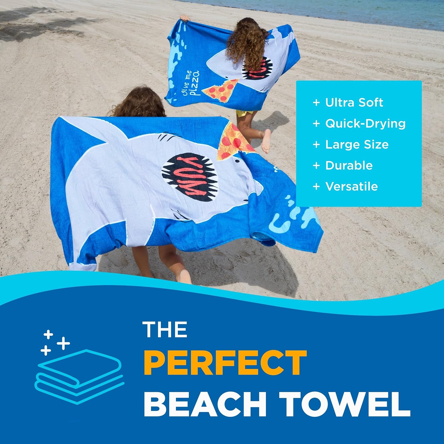 Ben Kaufman Printed Beach Towel Set - Shark Bite Pack of 2