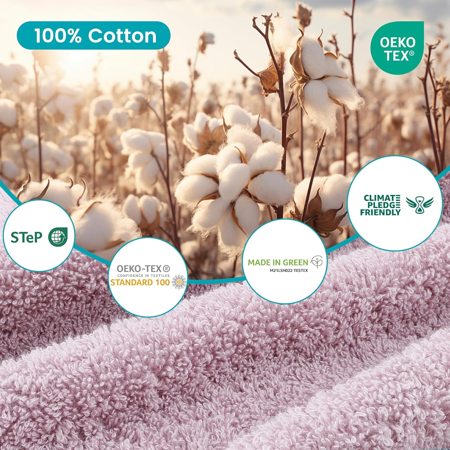 SEMAXE 6-Piece Bathroom Towel Set - 100 Cotton