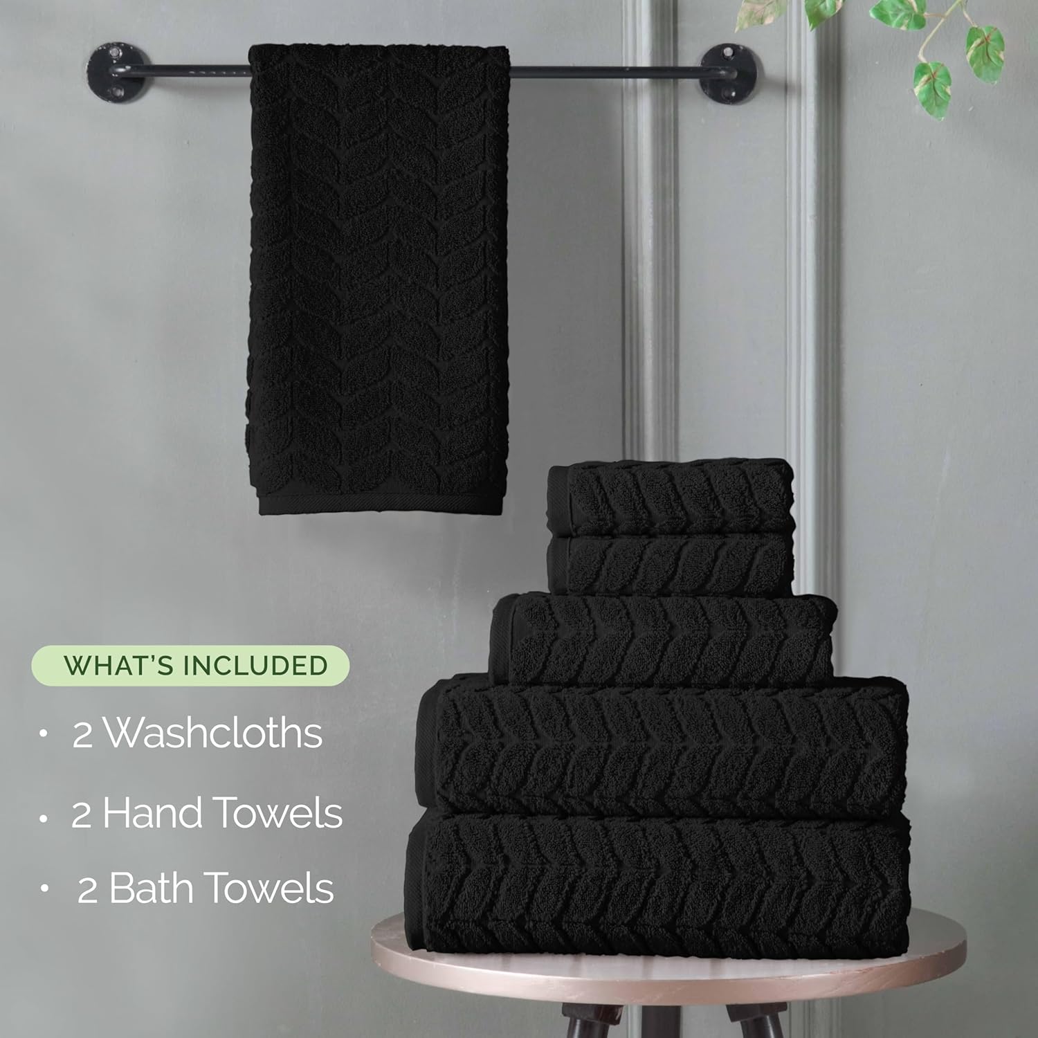 Elegant Comfort 6-Piece Turkish Cotton Towel Set - Black