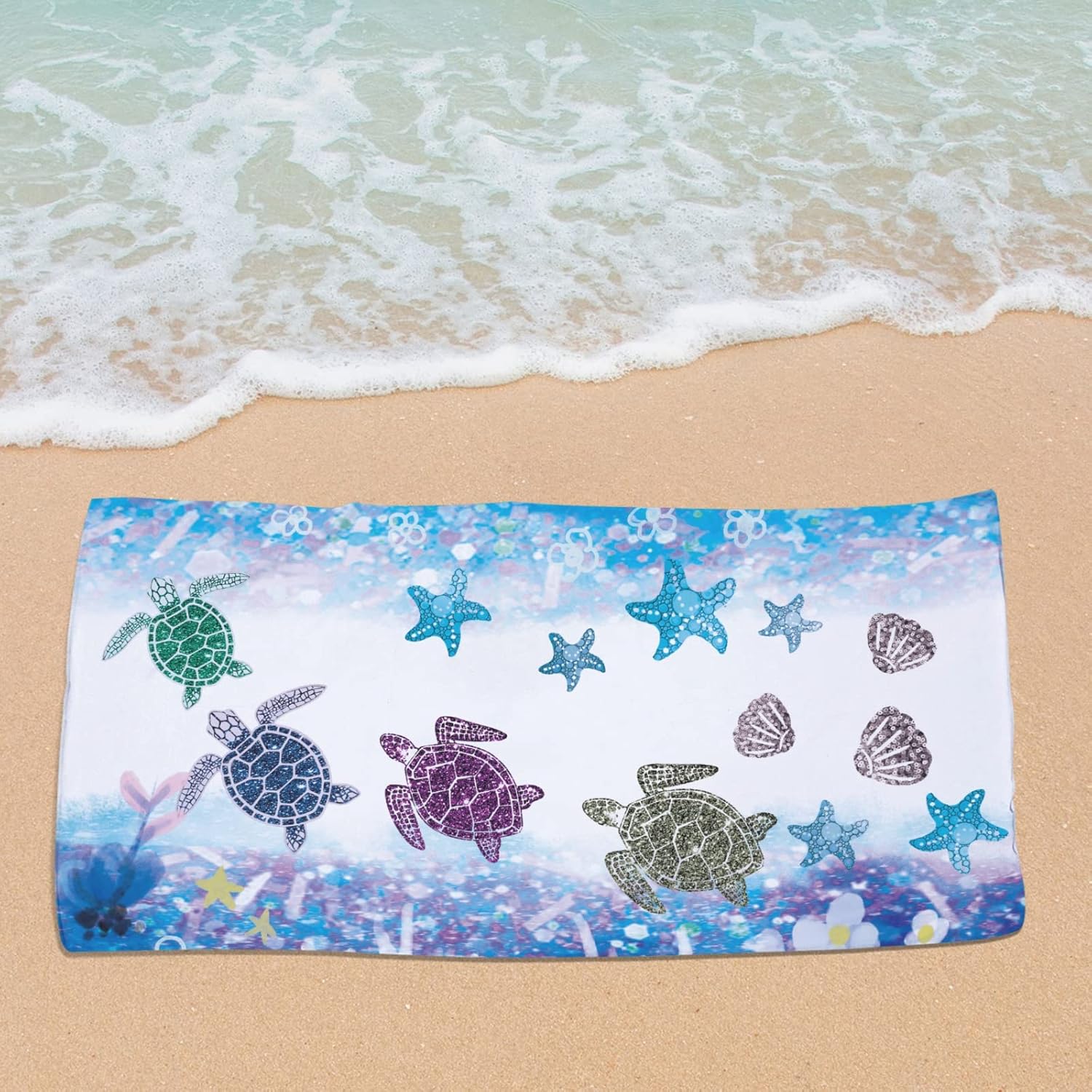 MYSLC Sea Turtle Starfish Beach Towel for Kids Adults 1