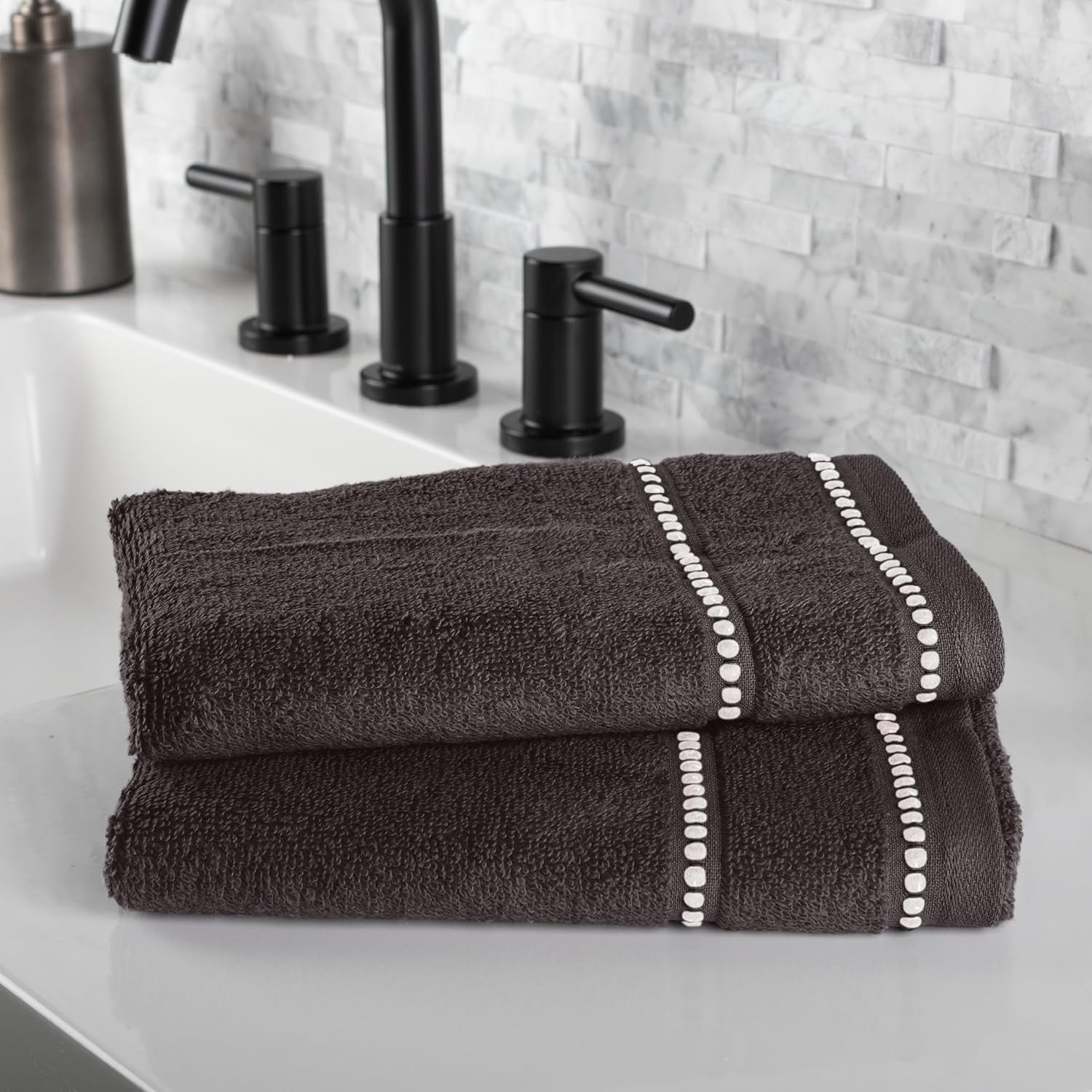 Lavish Home 6 Piece Towel Set - Charcoal Gray 1