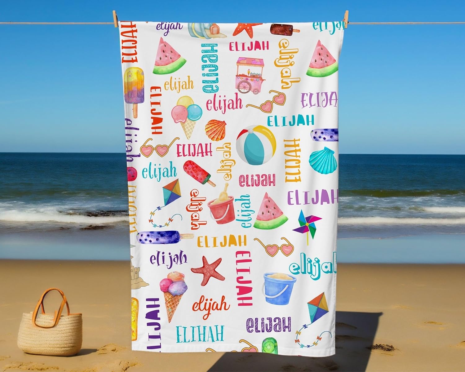 Personalized Ice Cream Beach Towel for Kids