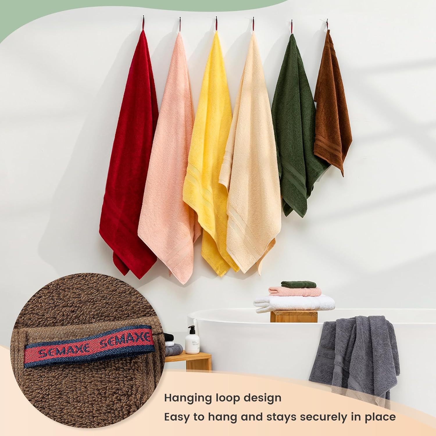 SEMAXE 6-Piece Towel Set Cafe Brown 600GSM 100 Cotton