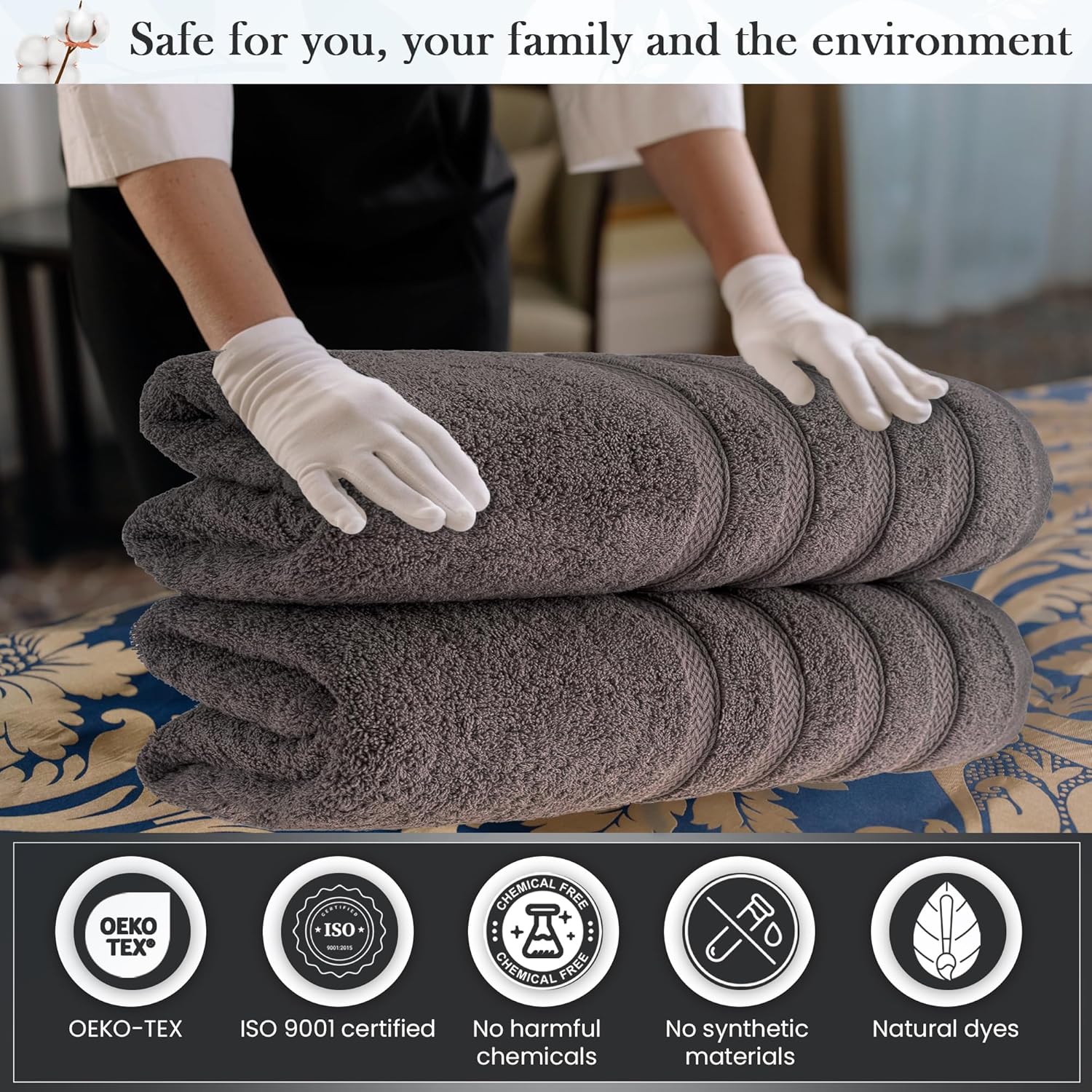 HALLEY Turkish 2 Pack Bath Towels - 650 GSM Soft Absorbent