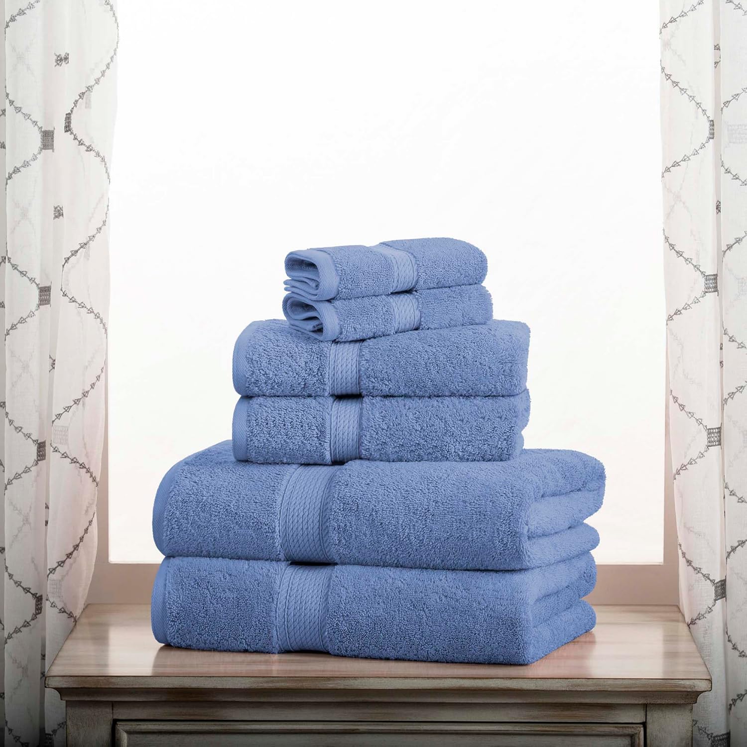 Superior Denim Blue Egyptian Cotton 6-Piece Towel Set