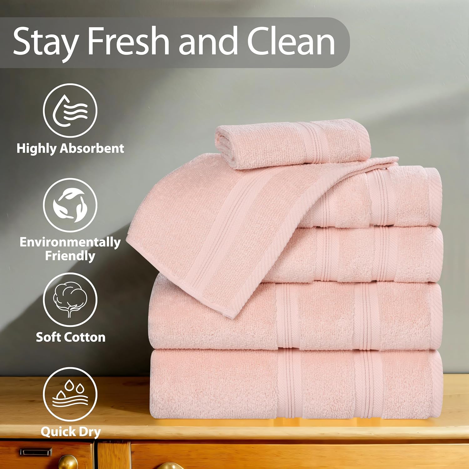 Superior 9-Piece Cotton Towel Set in Peach 1