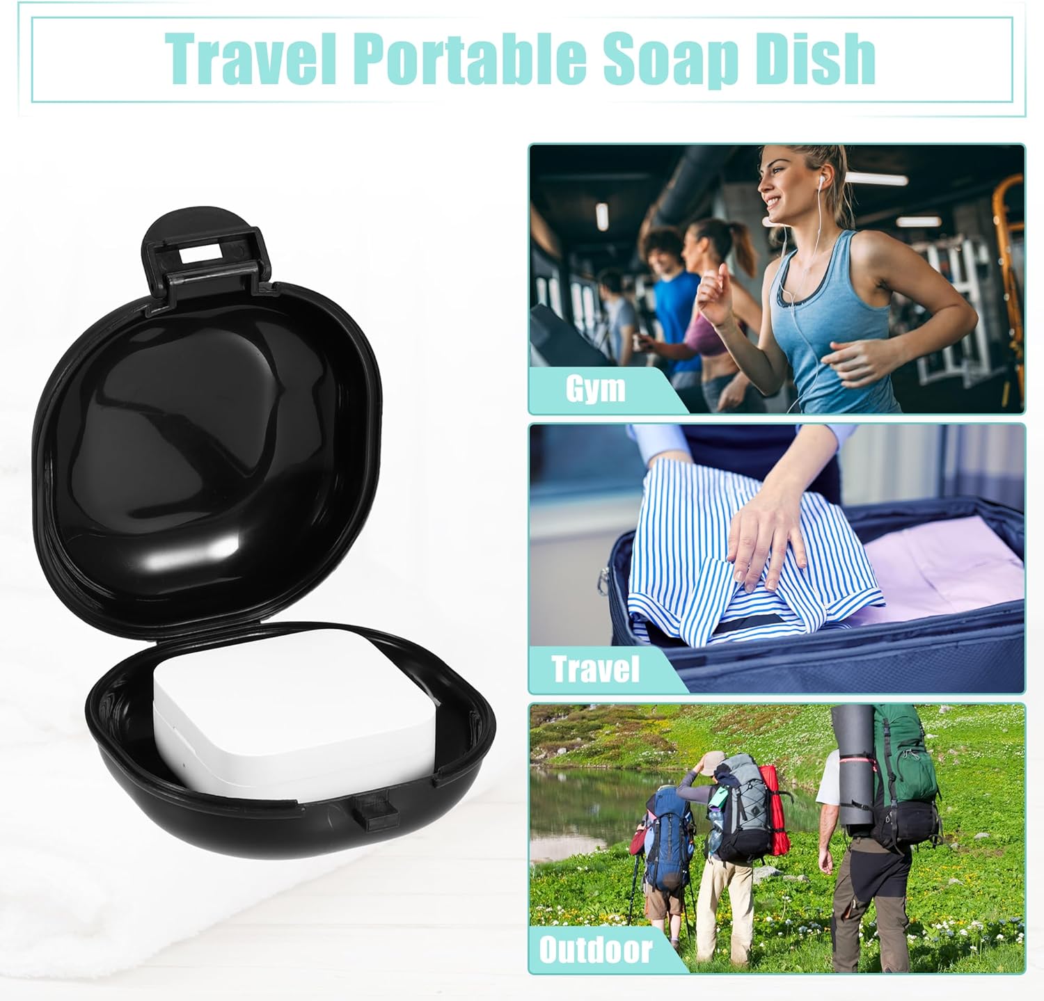 VOCOSTE Travel Soap Dish with Lock and Cover Black