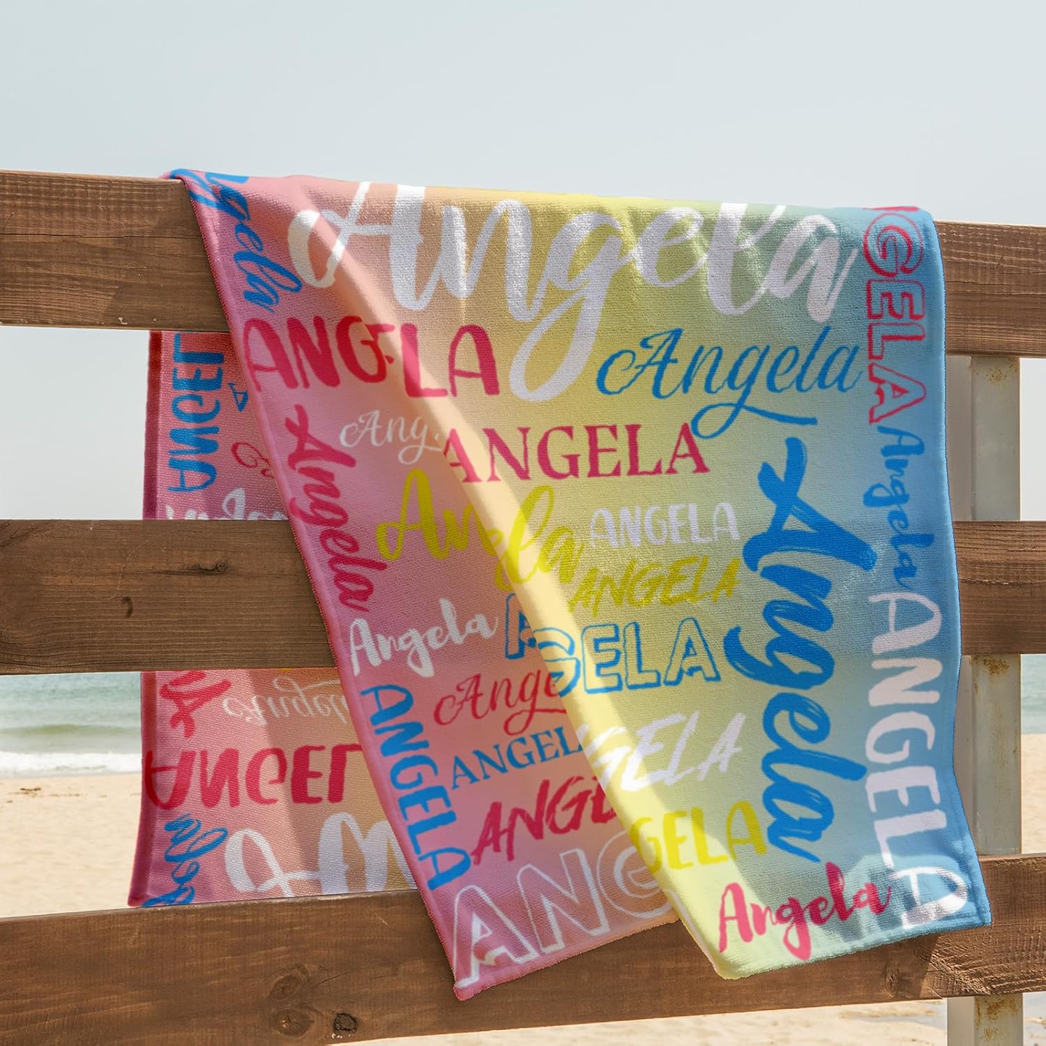 Personalized Beach Towel with Name for Kids and Adults