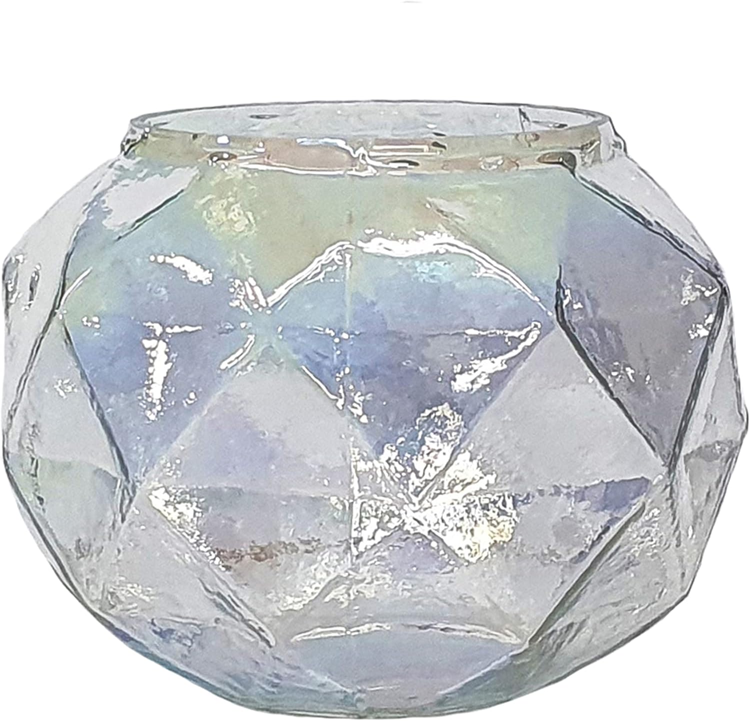 Large Iridescent Glass Votive Holder Clear Transitional