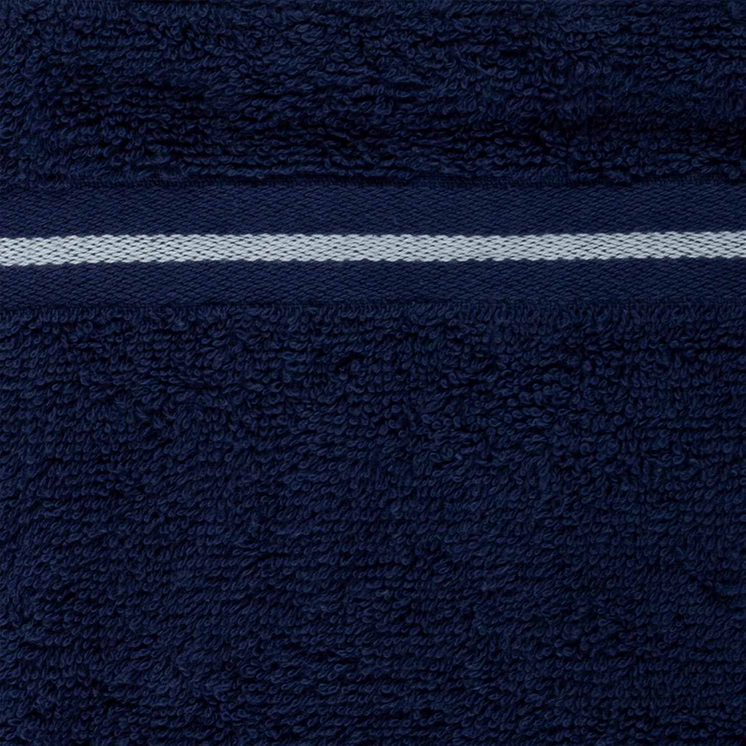 8-Piece Cotton Towel Set - Navy Blue with White Stripes