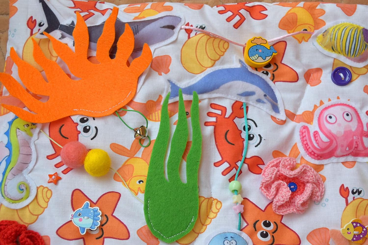Ocean Play Mat with Tactile Surfaces for Kids