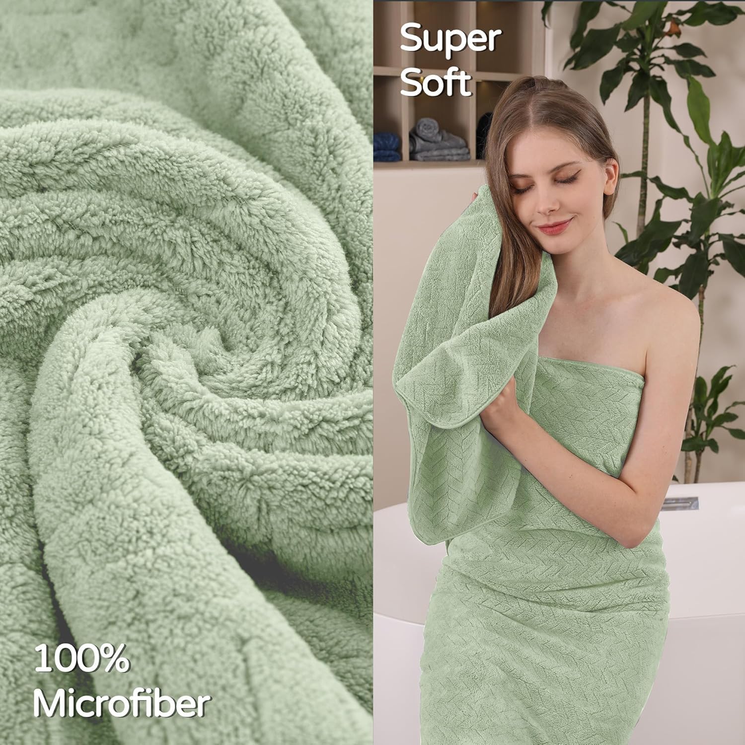 CARGOMEN Oversized Bath Towel Set 4PCS Olive