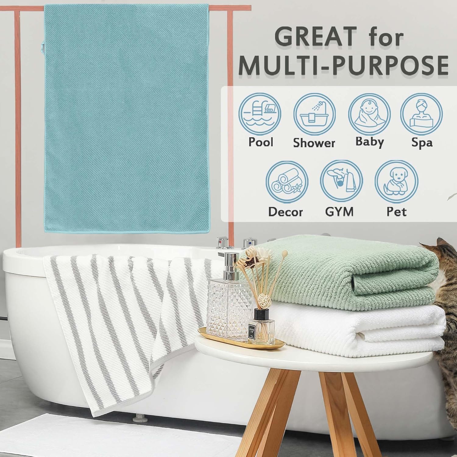 VOOVA MOVAS Bath Towel Set 4PCS 30x56 Inch