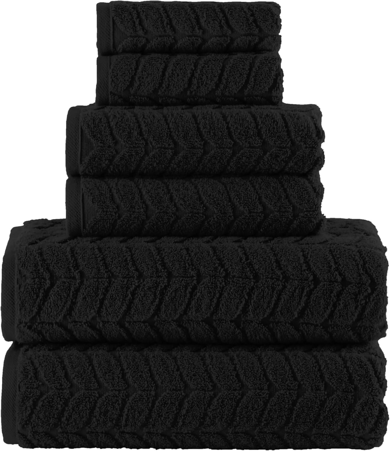 Elegant Comfort 6-Piece Turkish Cotton Towel Set - Black