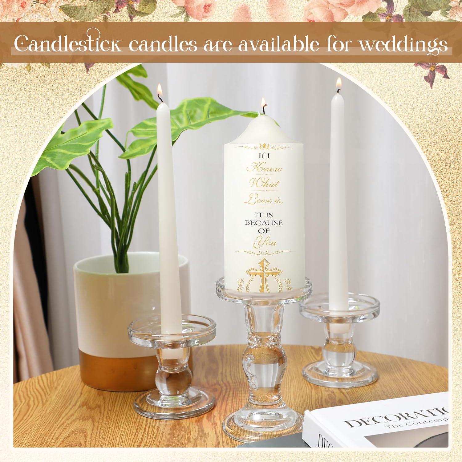 MTLEE 3 Unity Candles with Candle Holder for Wedding Ceremony 1