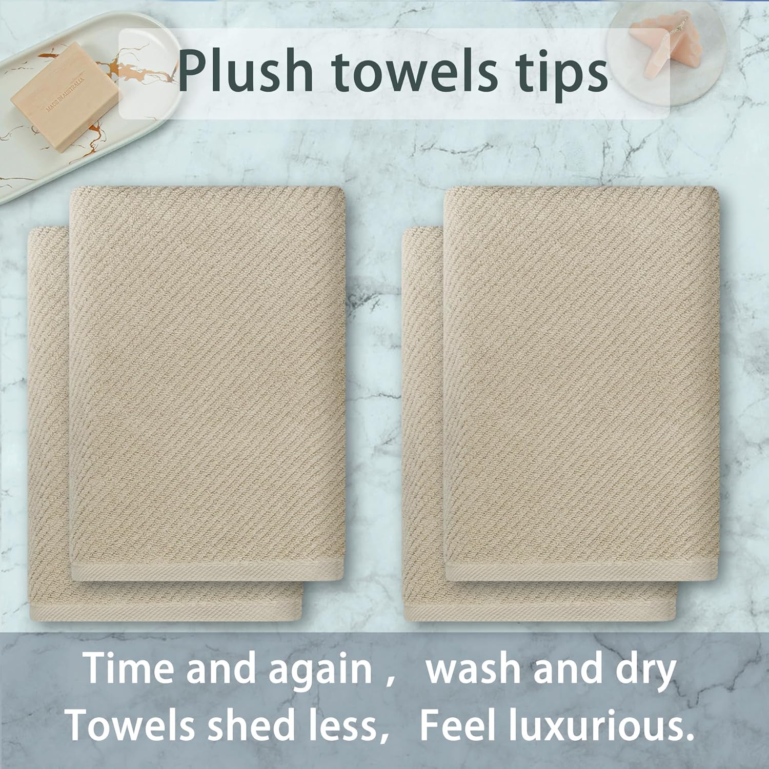 VOOVA MOVAS Bath Towel Set 4PCS 30x56 Inch