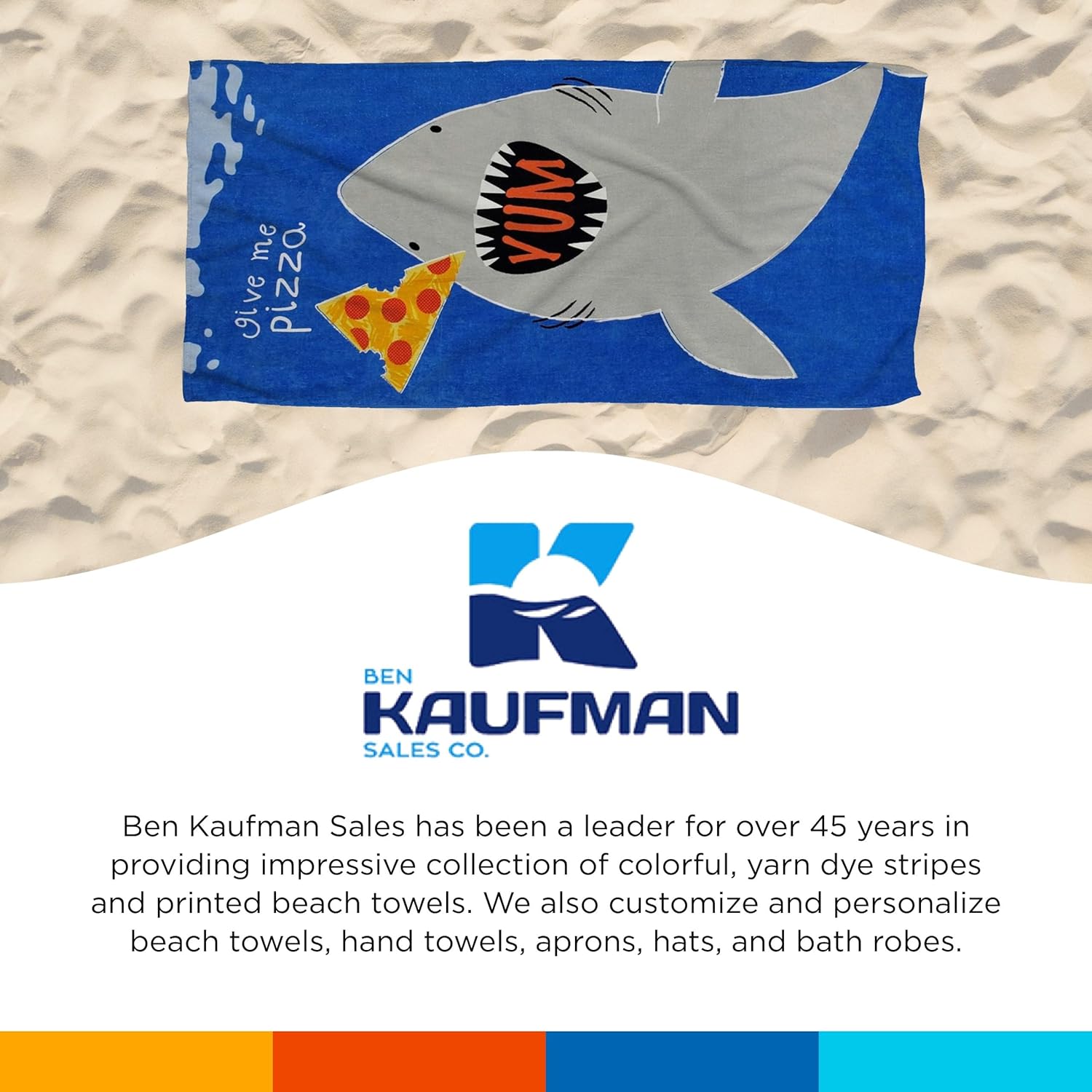 Ben Kaufman Printed Beach Towel Set - Shark Bite Pack of 2