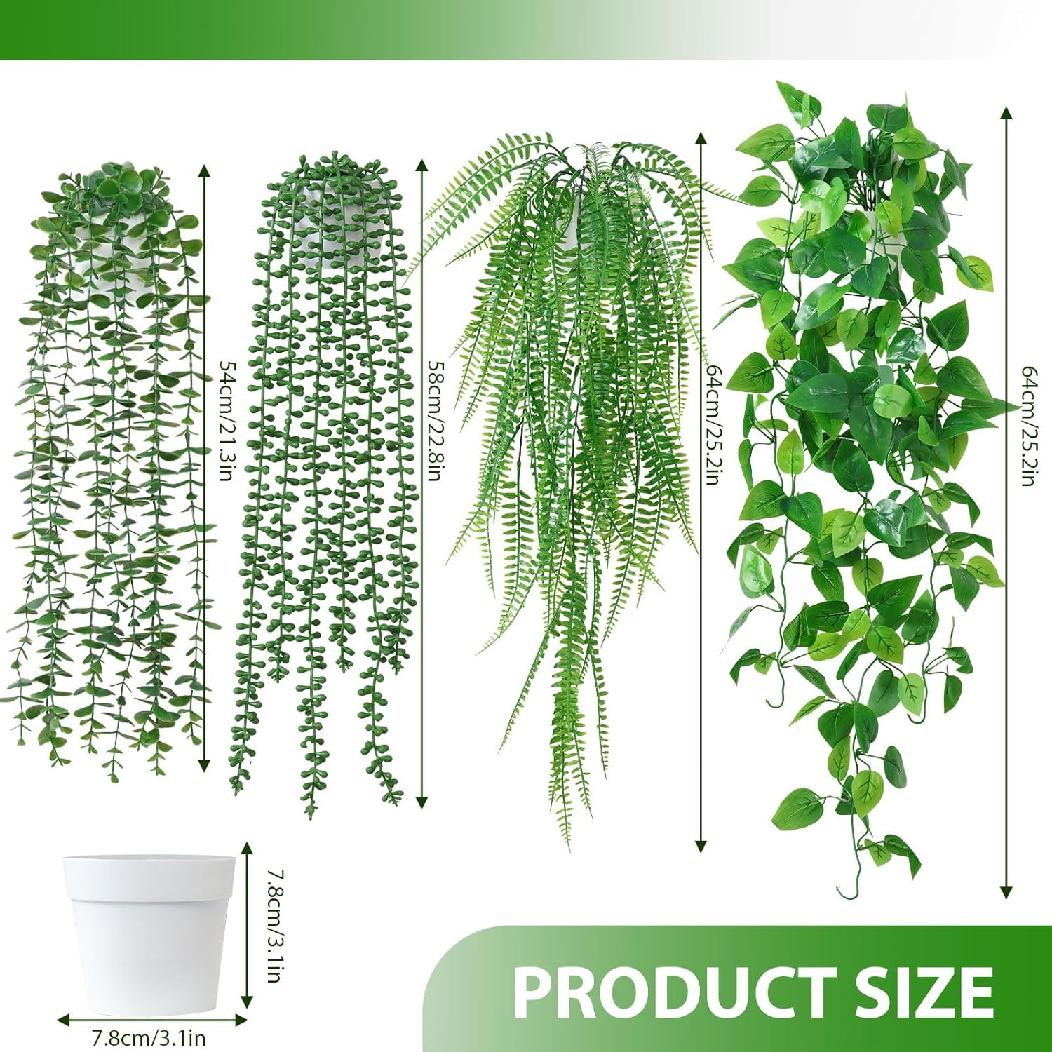 Dremisland 4 Pack Artificial Hanging Plants with Pots