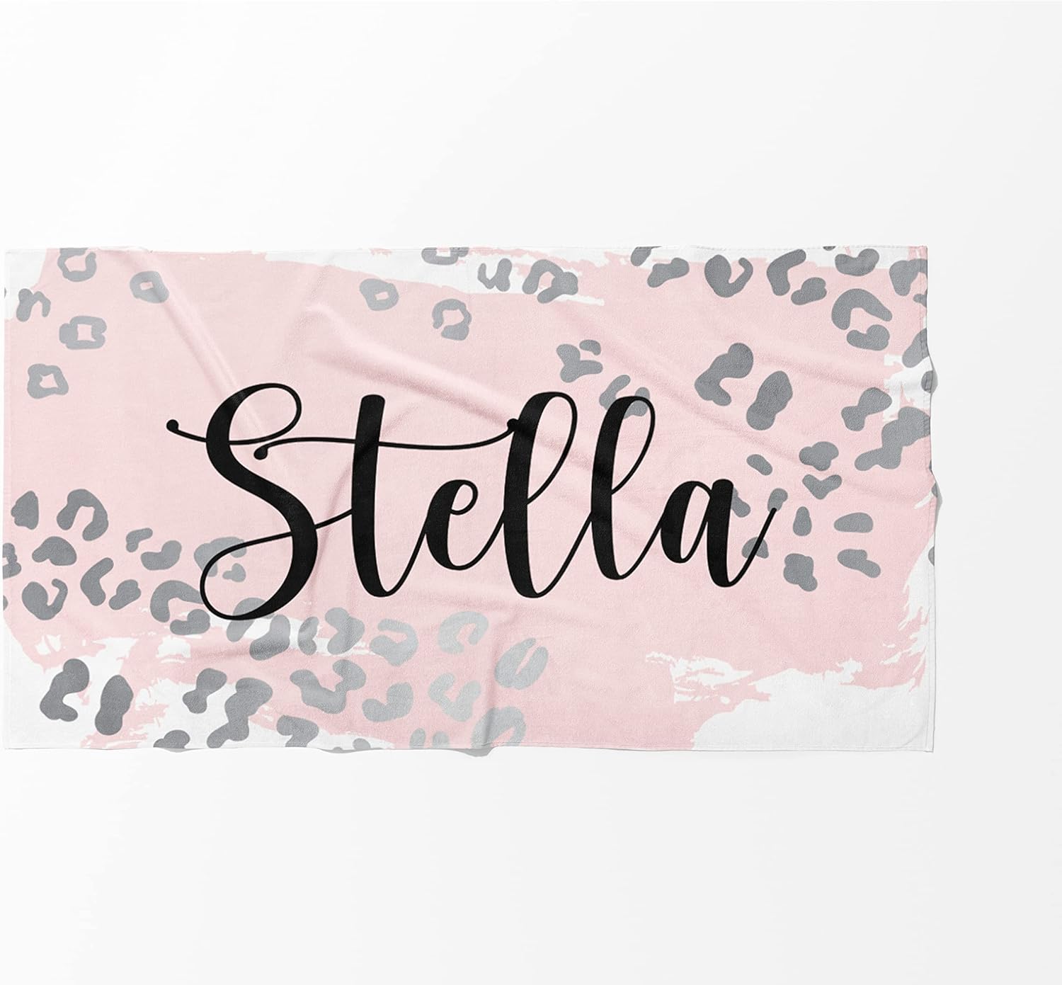 Custom Beach Towel - Leopard Print Cotton Poly Blend 30x60 Inch Personalized Name Initials