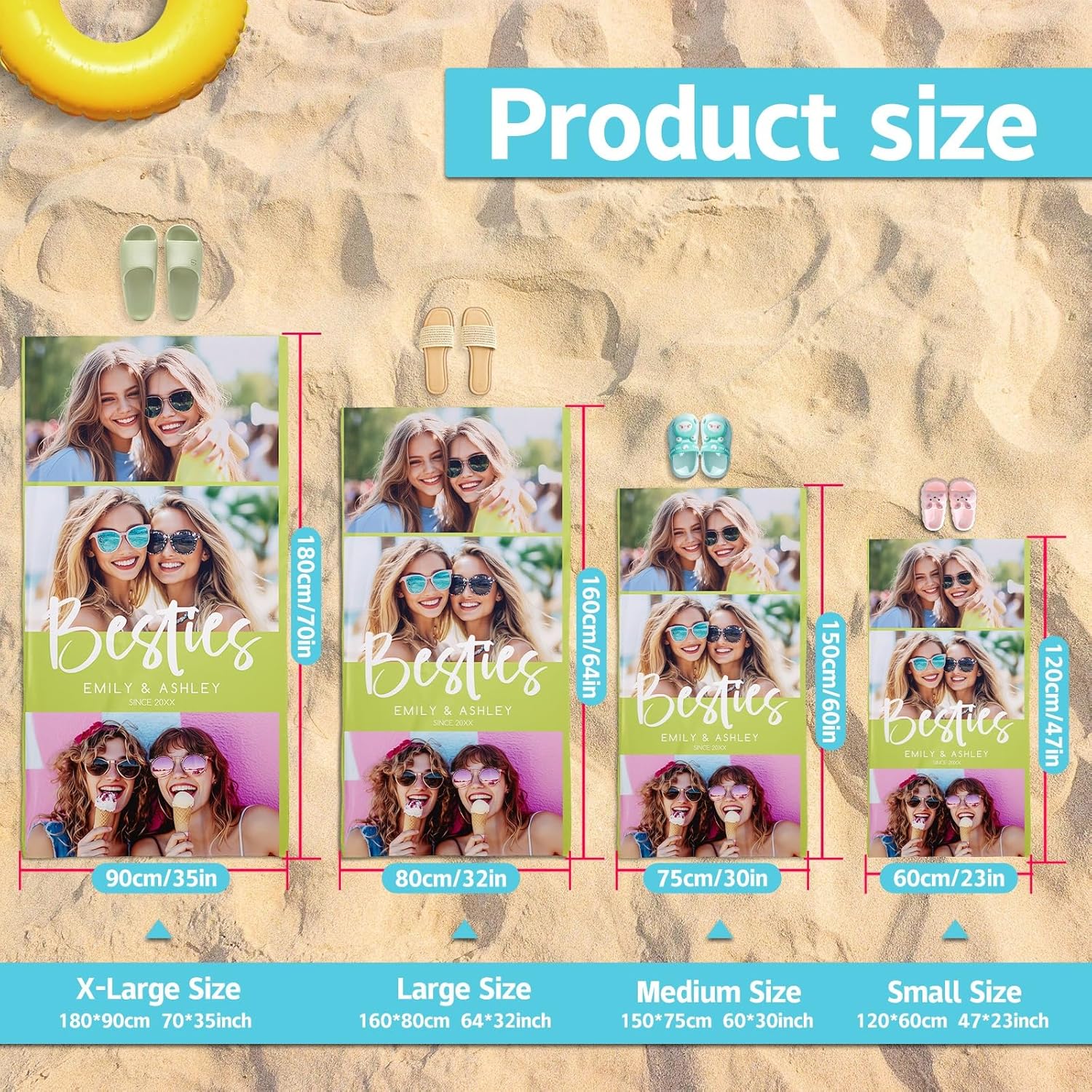 Custom Photo Beach Towel for Kids Adults