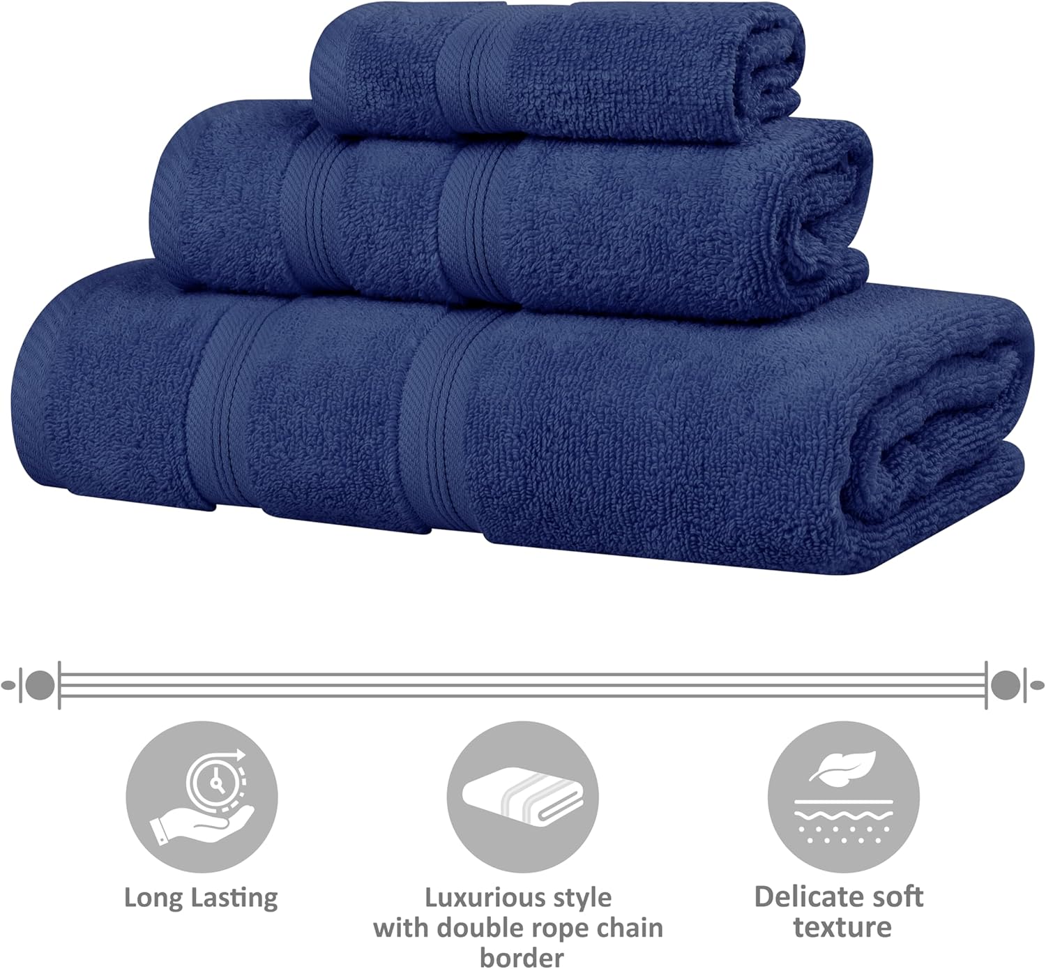 Superior 9-Piece Cotton Towel Set Navy Blue 1