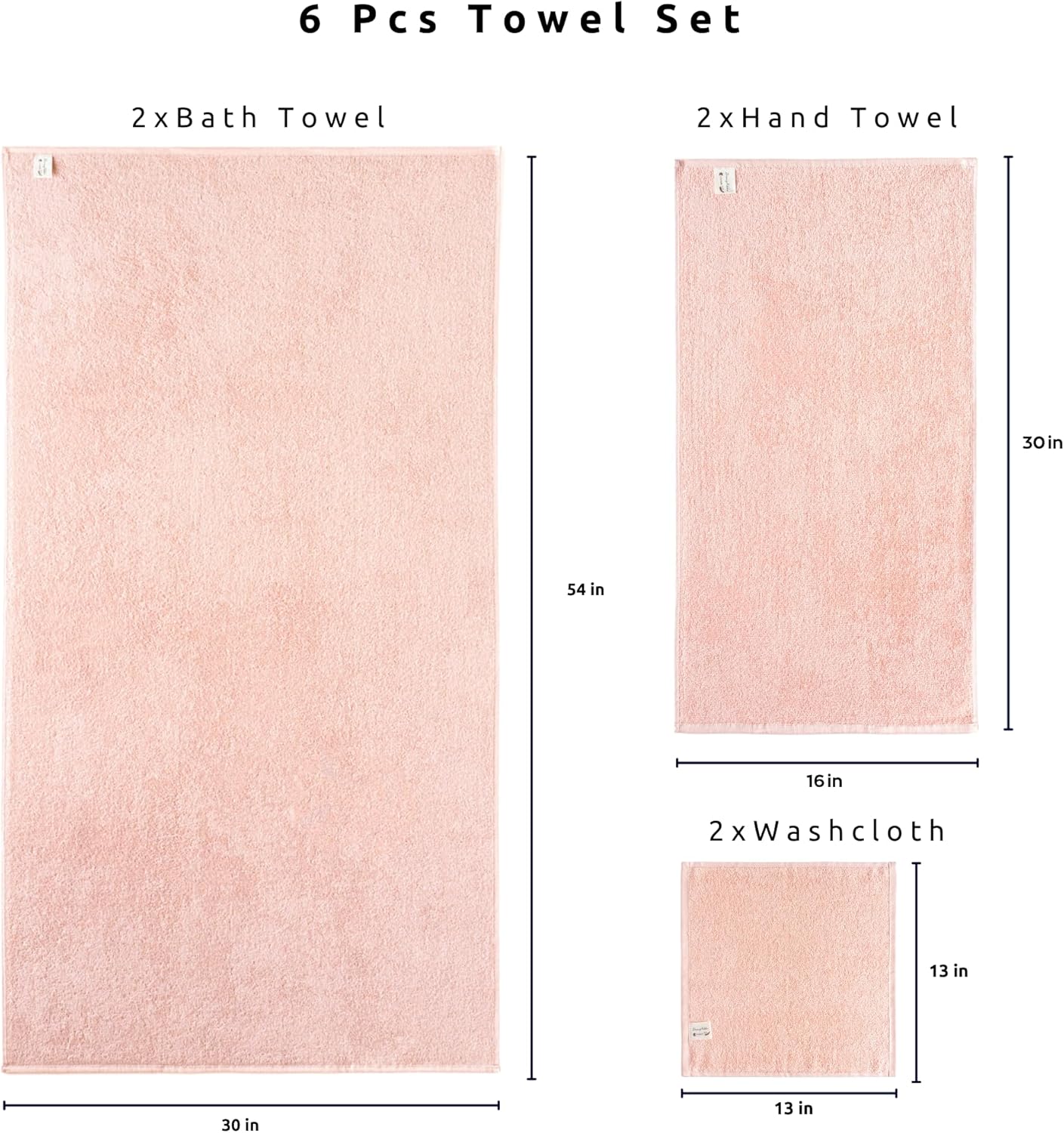 DREAMY RIKKA 6-Piece Turkish Towel Set with Coresoftair Technology